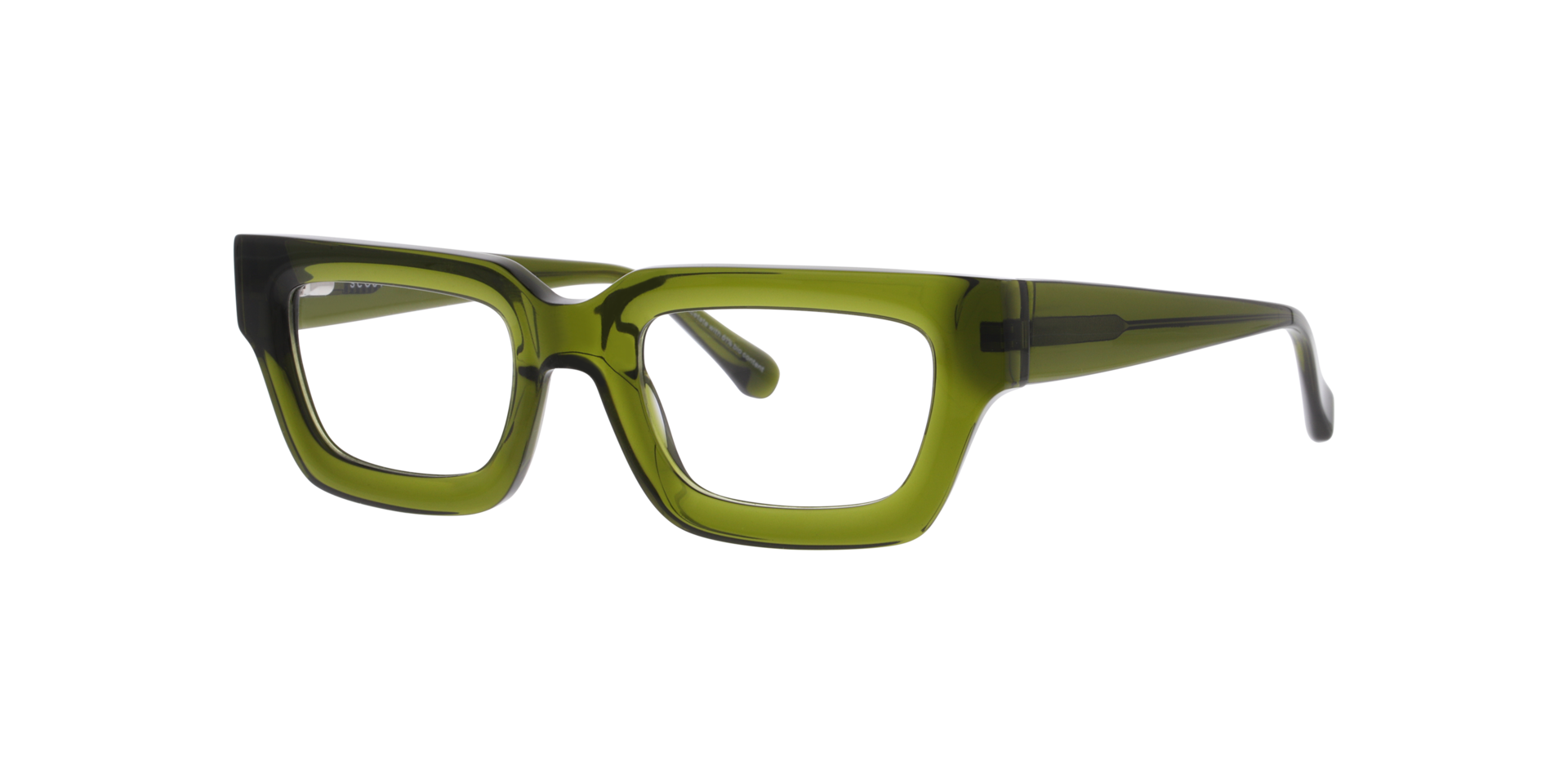 Maeve Transparent Olive AcetateEyeglass Frames for Glasses Direct, Angle View