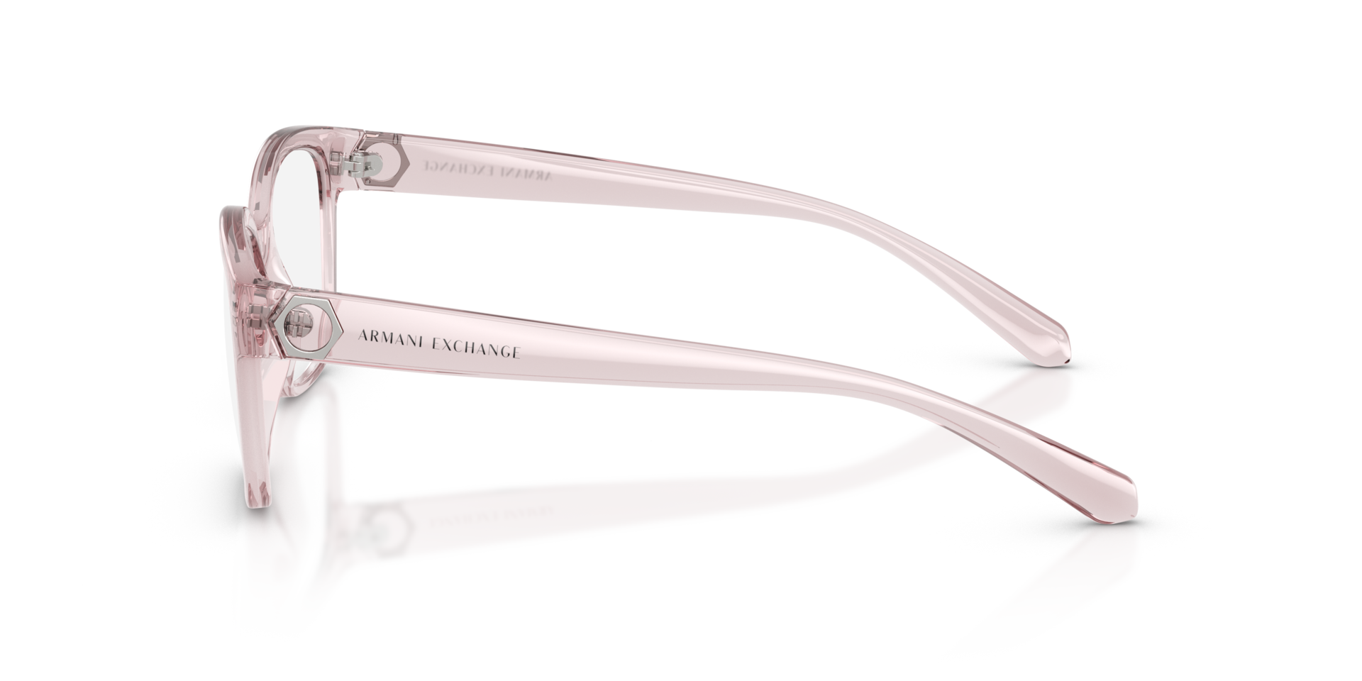 AX3098 Shiny Transparent Pink PlasticEyeglass Frames for Glasses Direct, Side View