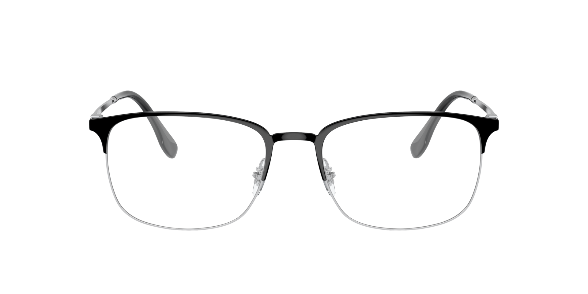 RB6494 Black On Silver MetalEyeglass Frames for Glasses Direct, Front View