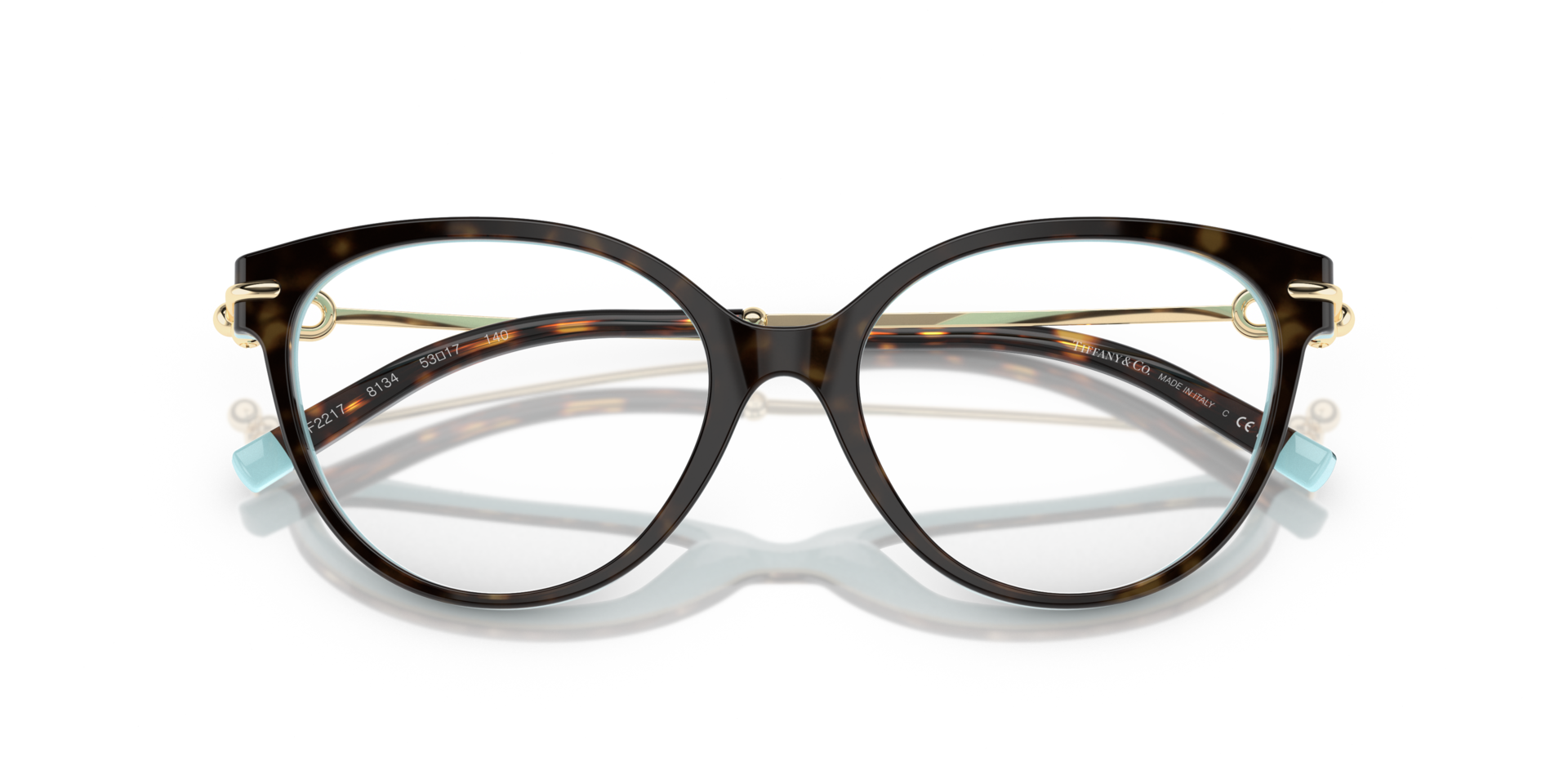TF2217 Havana On Tiffany Blue AcetateEyeglass Frames for Glasses Direct, Closed View