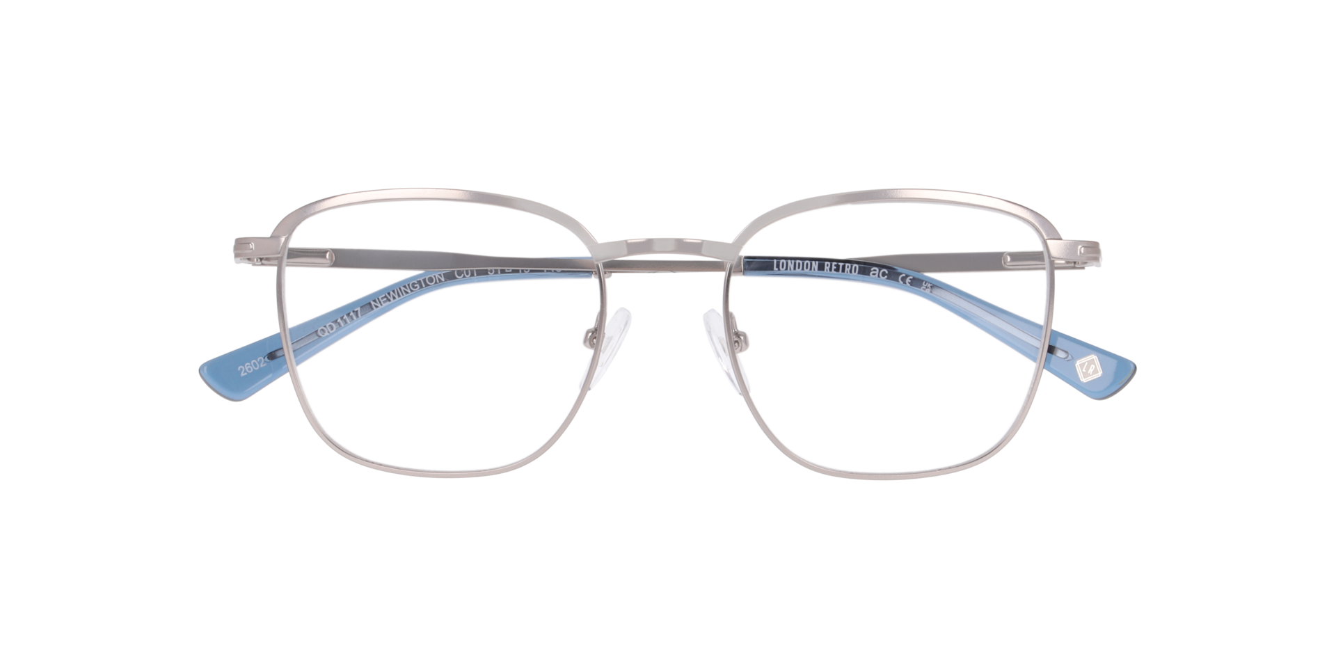 Newington Matte Silver MetalEyeglass Frames for Glasses Direct, Closed View