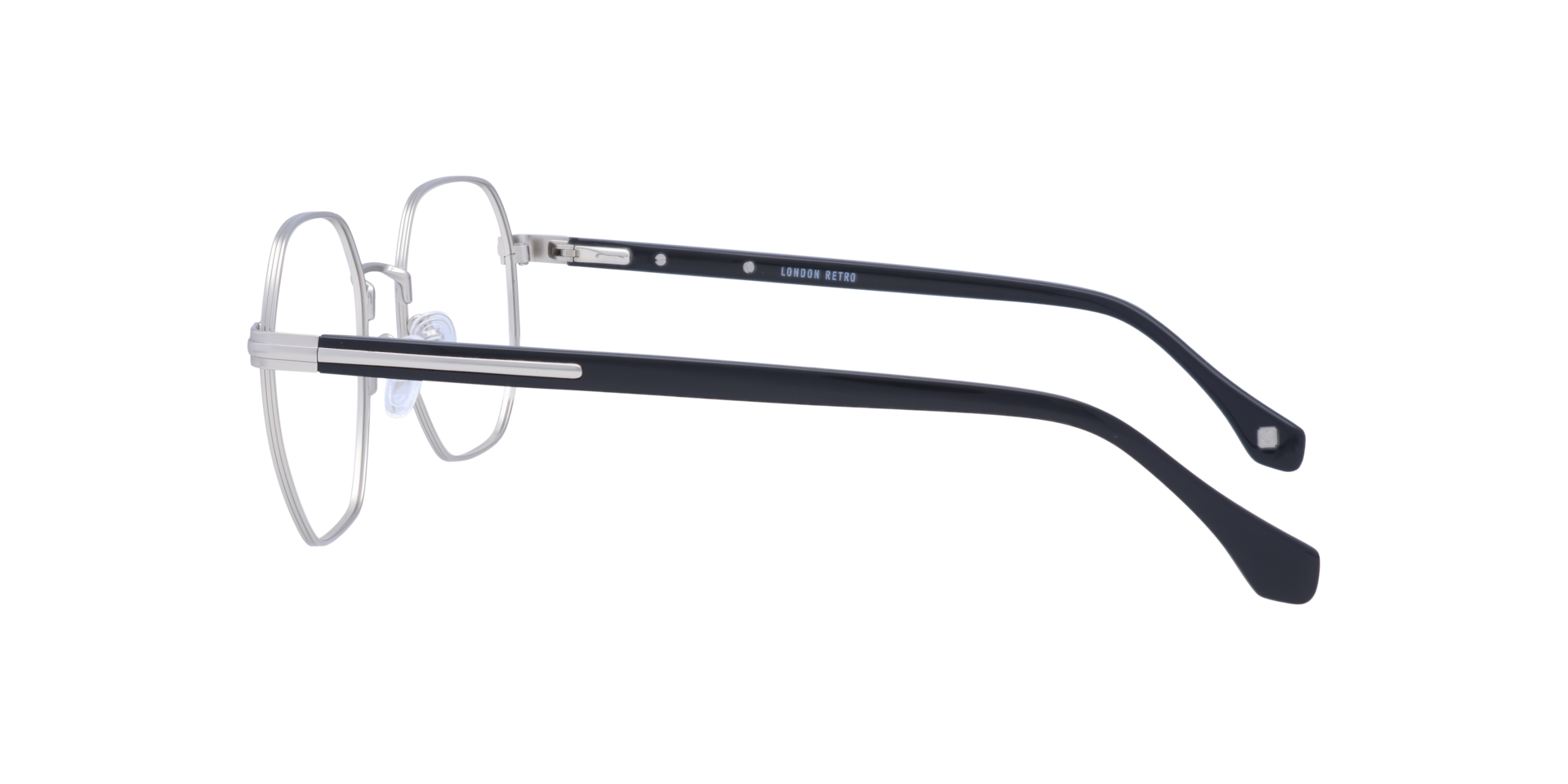 Hainault Matte Silver MetalEyeglass Frames for Glasses Direct, Side View