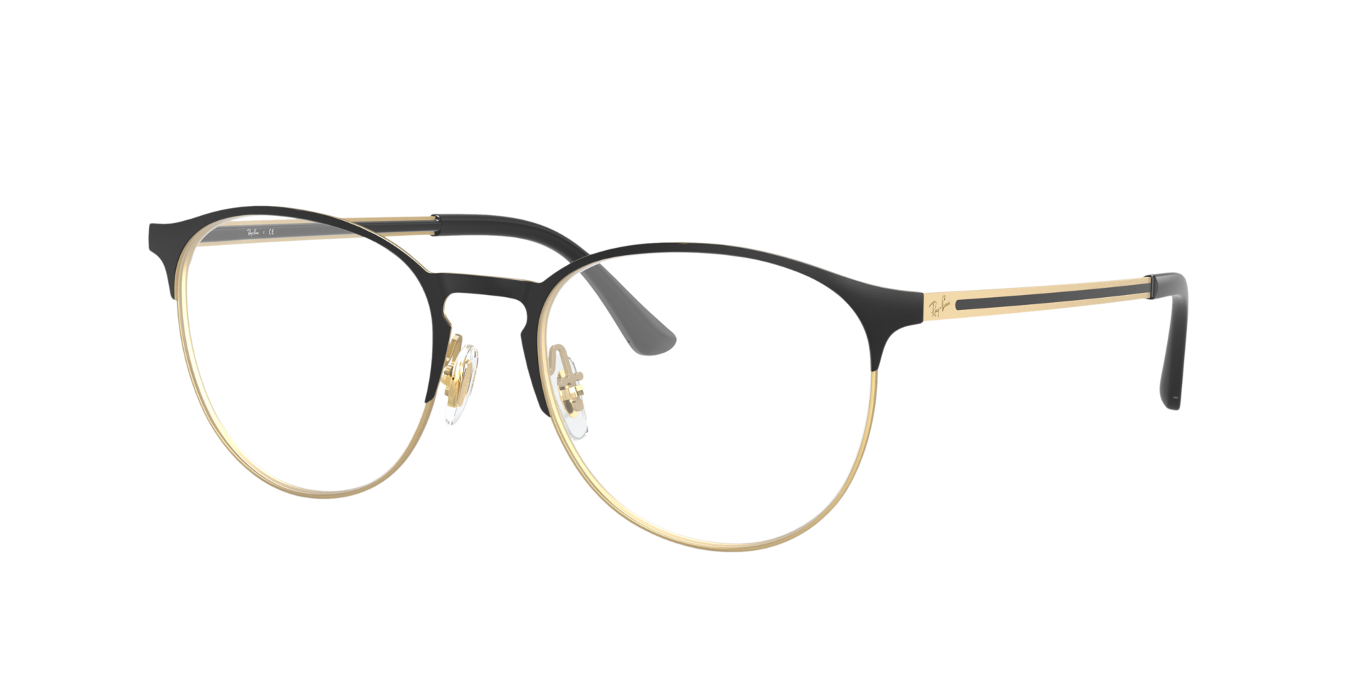 RB6375 Black On Gold MetalEyeglass Frames for Glasses Direct, Angle View