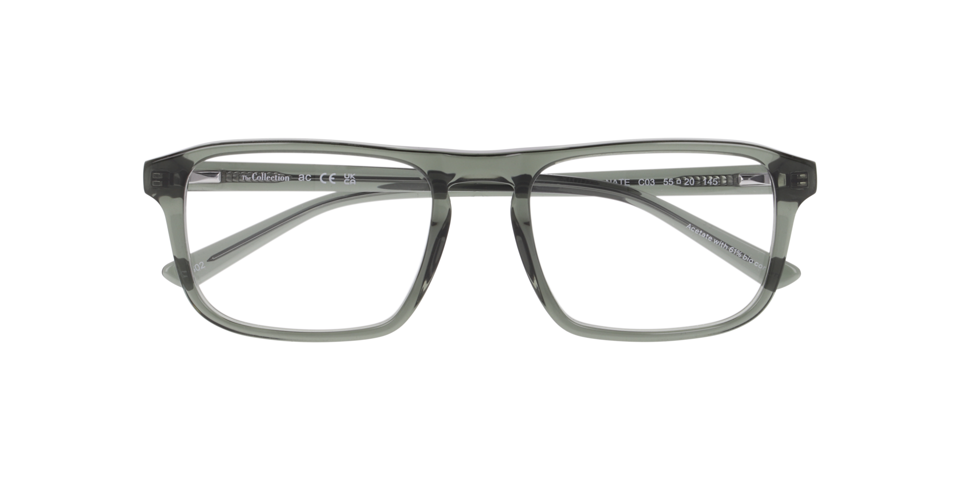 Nate Transparent Green AcetateEyeglass Frames for Glasses Direct, Closed View