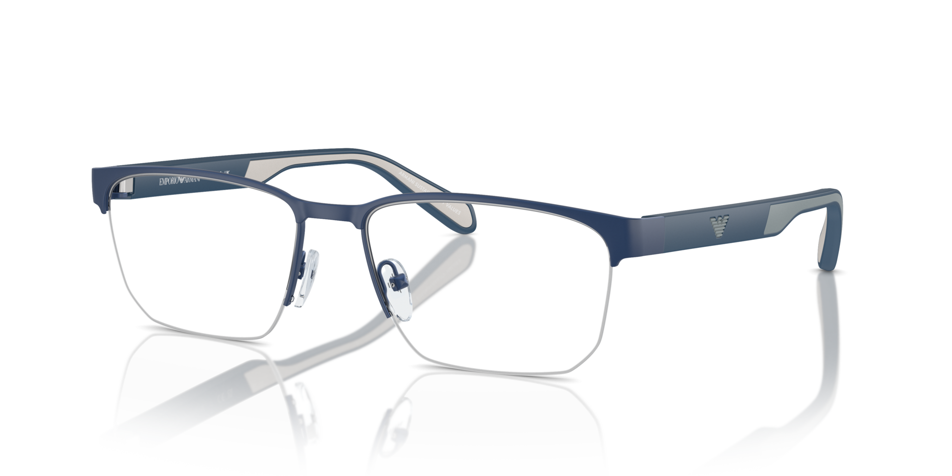 EA1162 Matte Blue MetalEyeglass Frames for Glasses Direct, Angle View