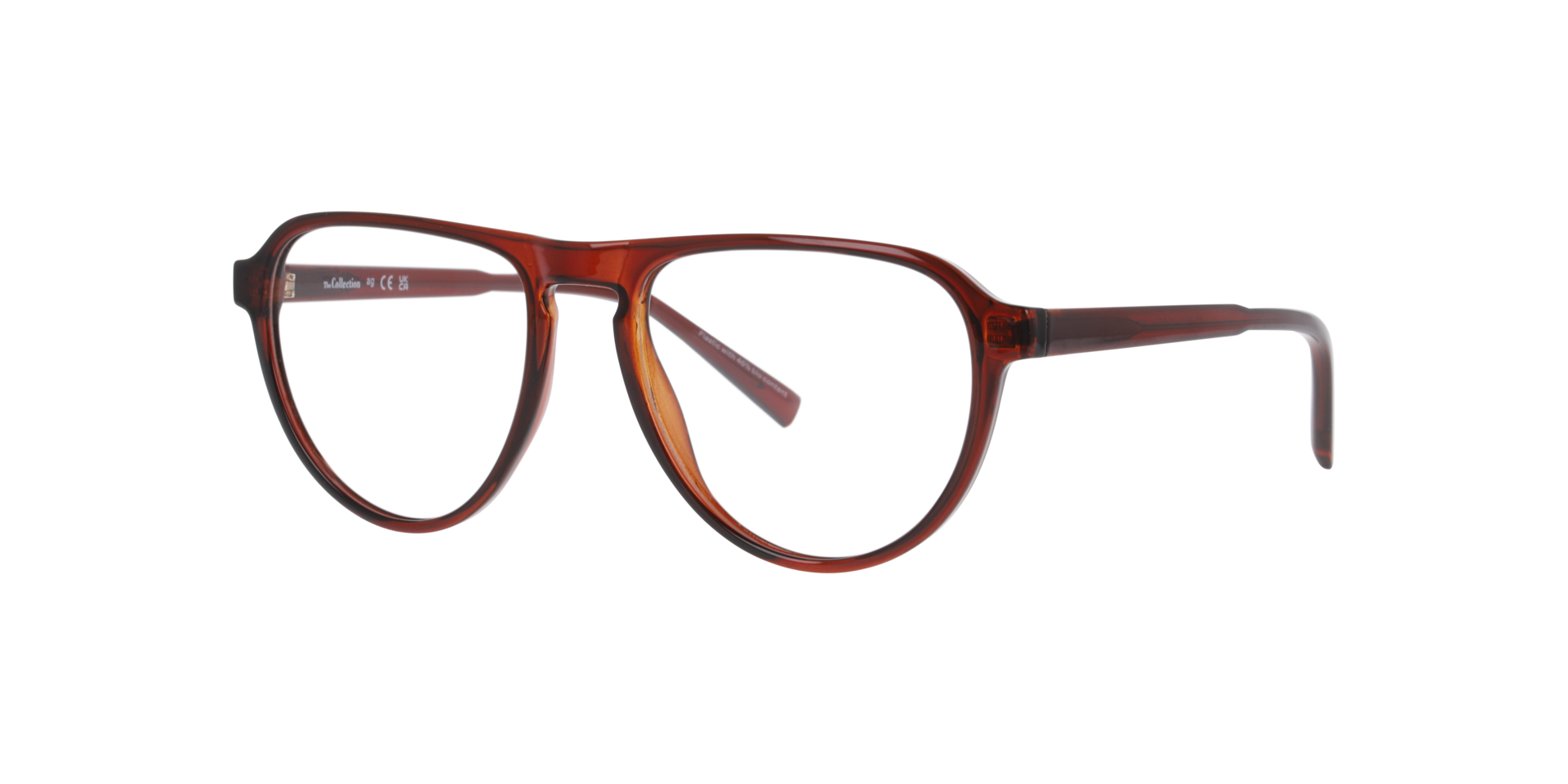 Nigel Transparent Brown PlasticEyeglass Frames for Glasses Direct, Angle View