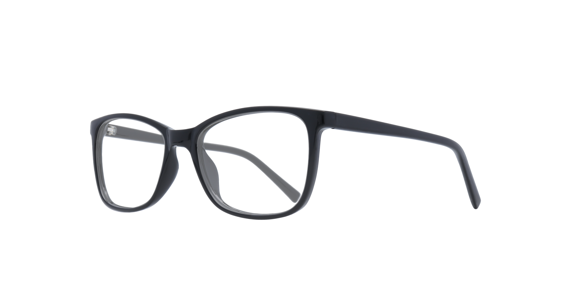 Leah Shiny Black PlasticEyeglass Frames for Glasses Direct, Angle View