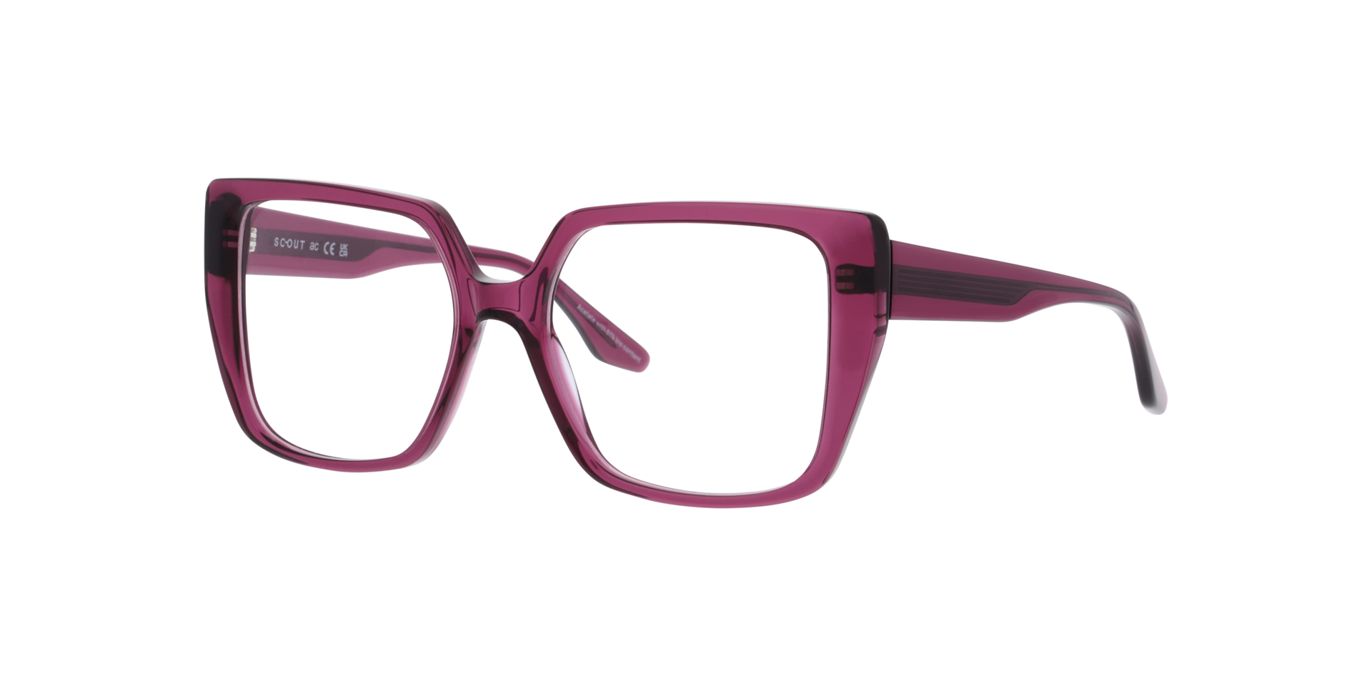 Michèle Transparent Purple AcetateEyeglass Frames for Glasses Direct, Angle View