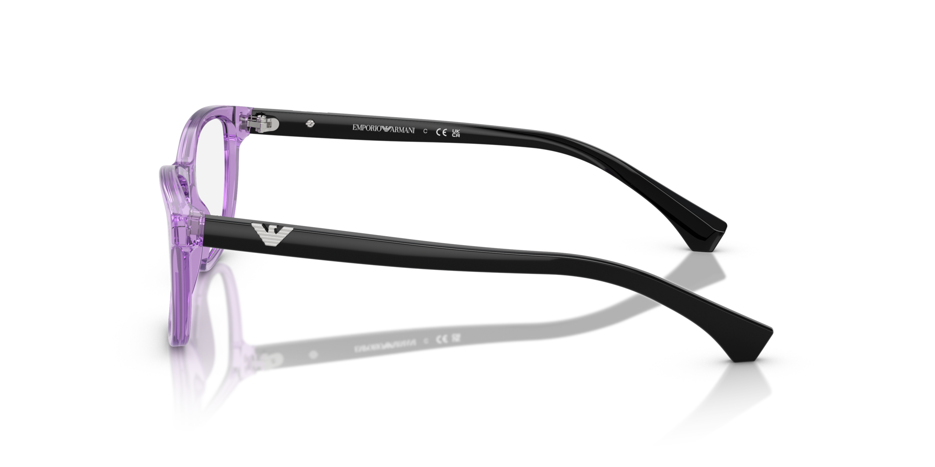EA3099 Shiny Transparent Violet AcetateEyeglass Frames for Glasses Direct, Side View