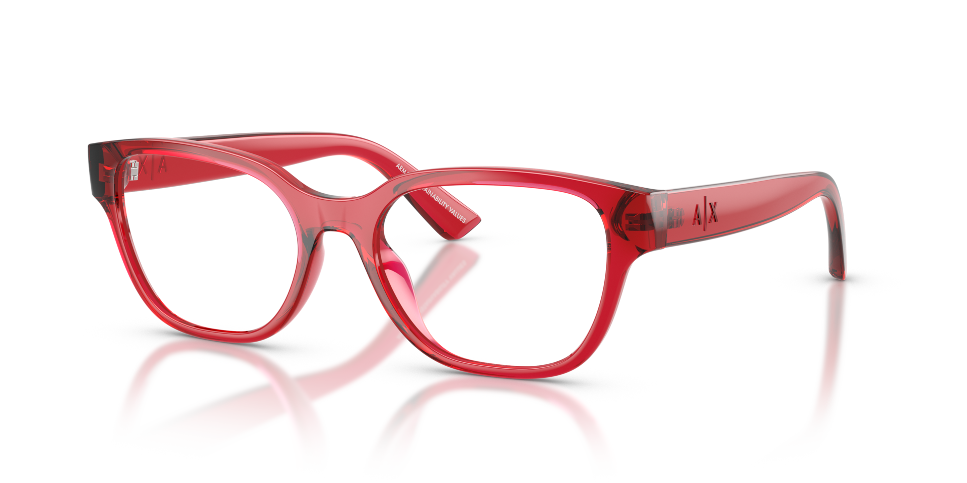 AX3134U Transparent Cherry PlasticEyeglass Frames for Glasses Direct, Angle View