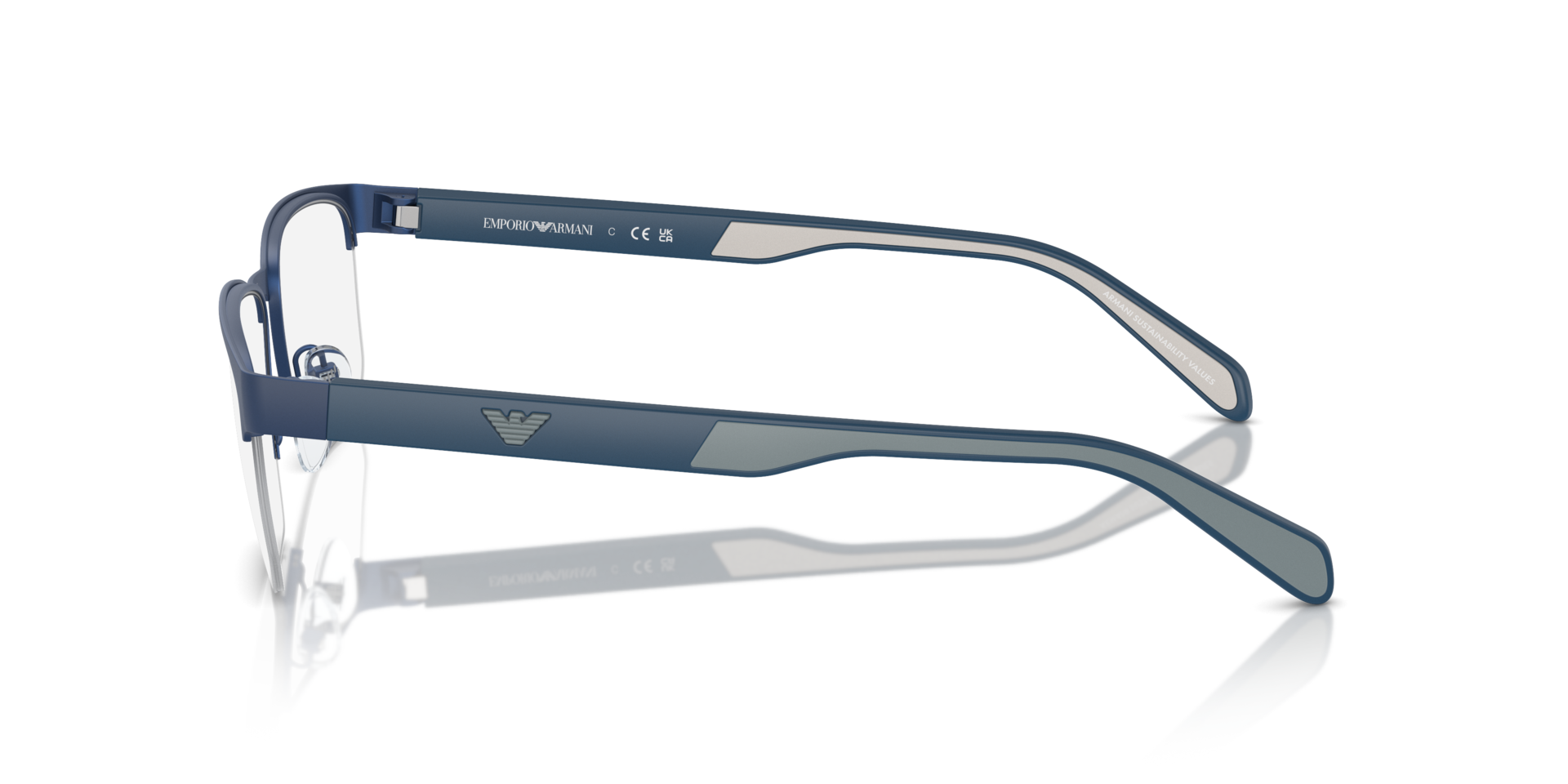 EA1162 Matte Blue MetalEyeglass Frames for Glasses Direct, Side View
