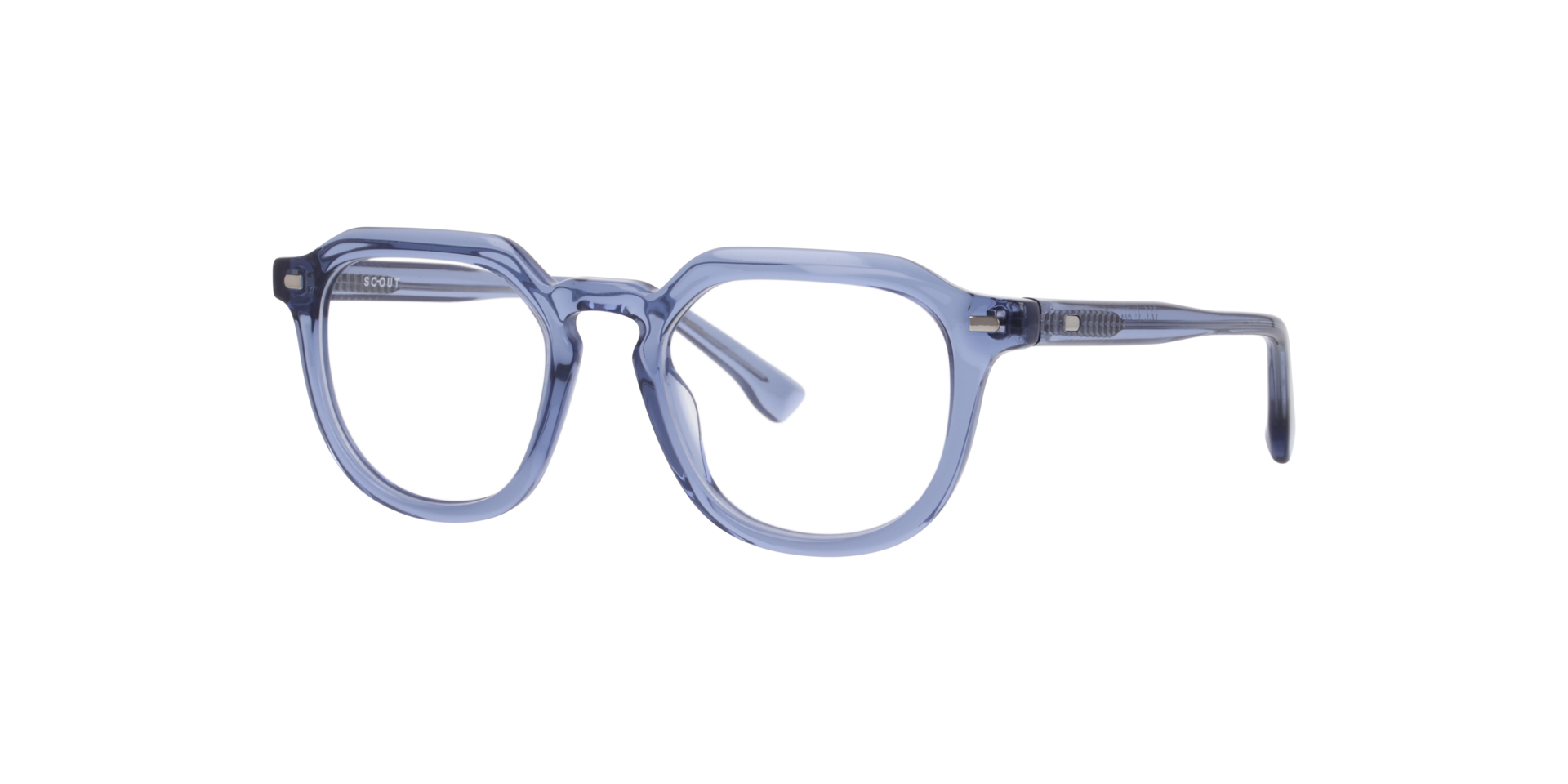 Malachi Crystal Blue AcetateEyeglass Frames for Glasses Direct, Angle View