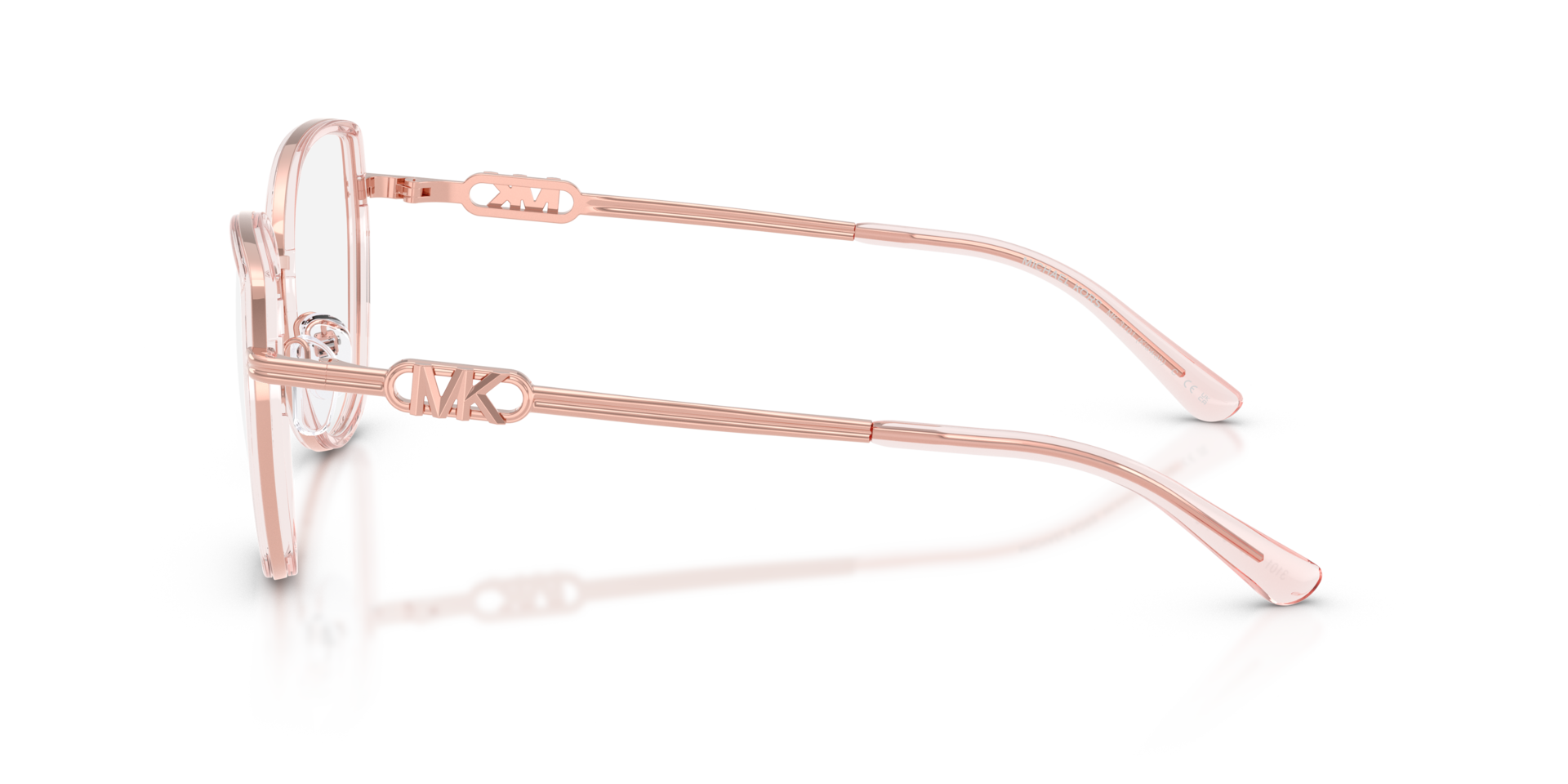 MK3101 Pink Transparent MetalEyeglass Frames for Glasses Direct, Side View