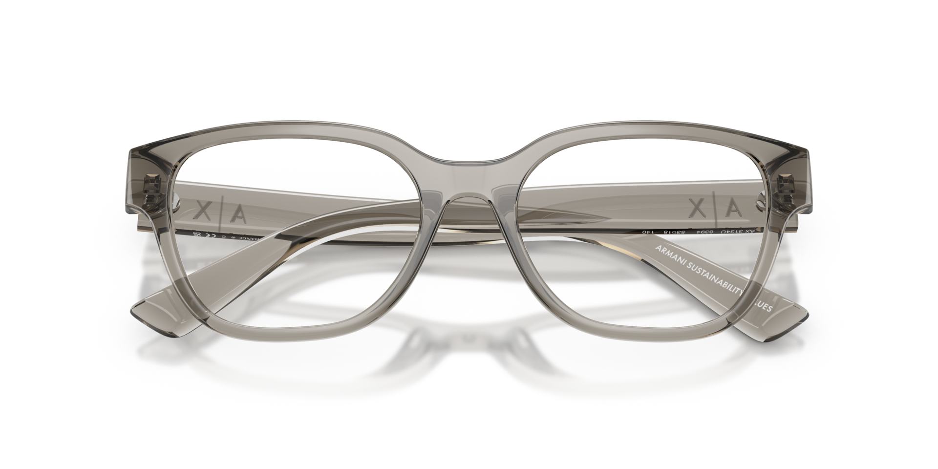 AX3134U Shiny Transparent Grey PlasticEyeglass Frames for Glasses Direct, Closed View