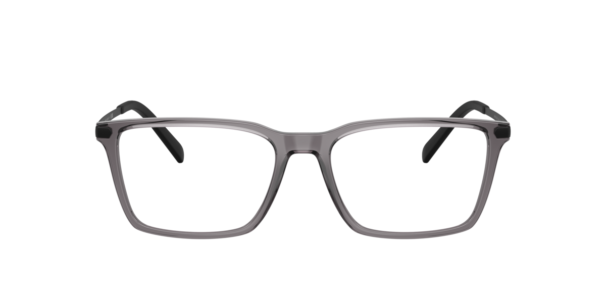Armani Exchange Men's Shiny Transparent Grey Rectangle Plastic Eyeglasses Online - Full Rim - Ax3077