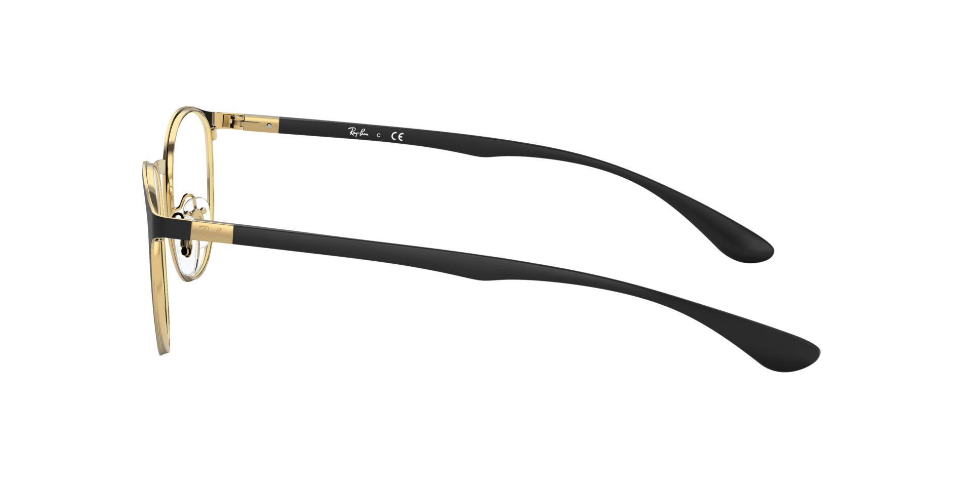 RB6355 Black On Gold MetalEyeglass Frames for Glasses Direct, Side View
