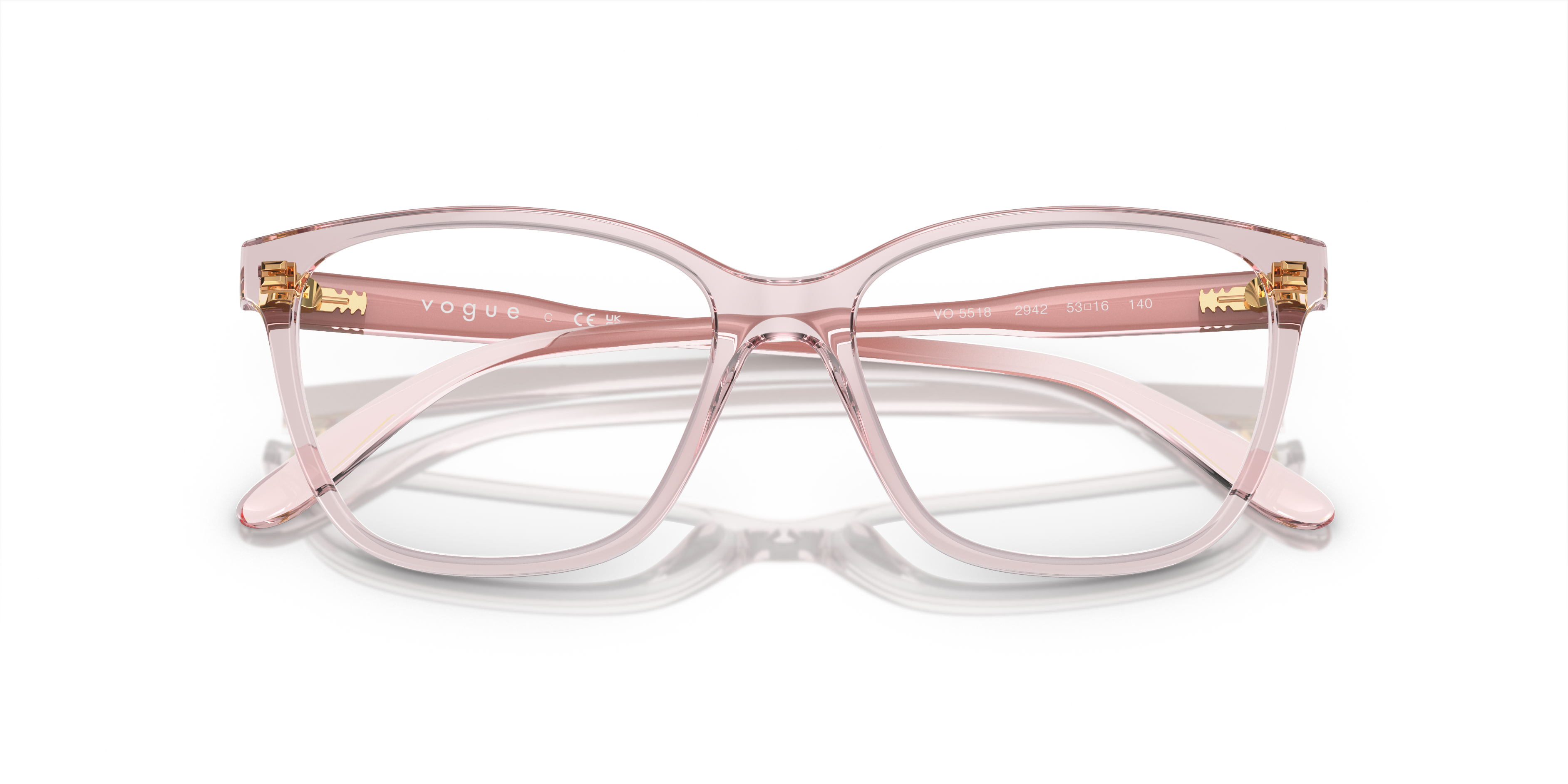 VO5518 Transparent Pink PlasticEyeglass Frames for Glasses Direct, Closed View