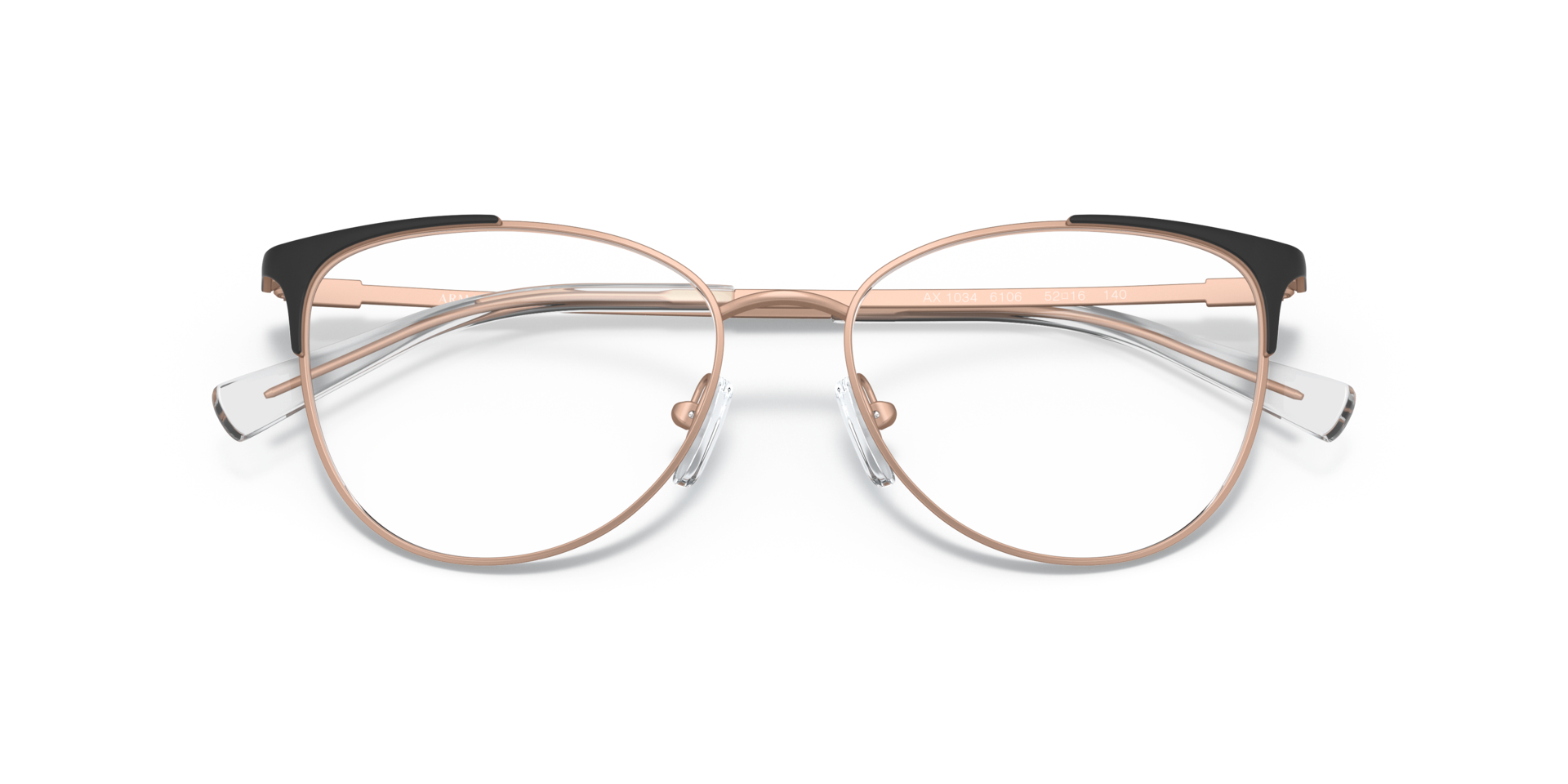 AX1034 Matte Rose Gold And Black MetalEyeglass Frames for Glasses Direct, Closed View
