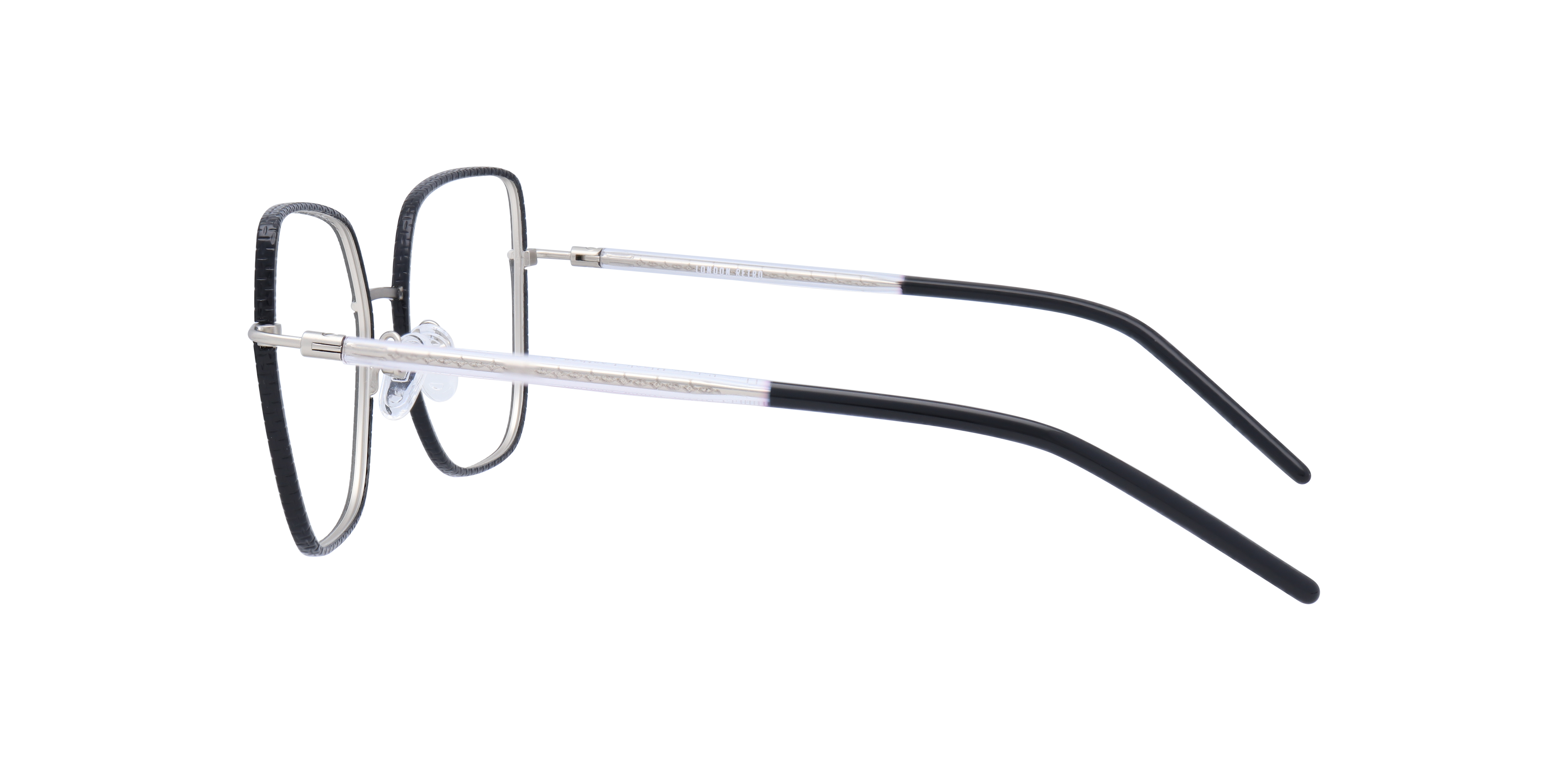 Golders Silver Black Leather MetalEyeglass Frames for Glasses Direct, Side View