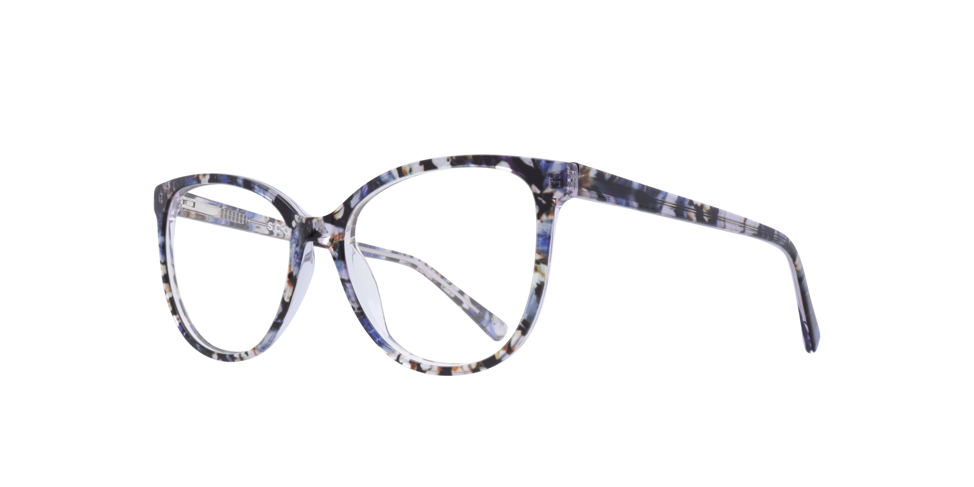 Darcey Crystal & Flowers Mauve AcetateEyeglass Frames for Glasses Direct, Angle View