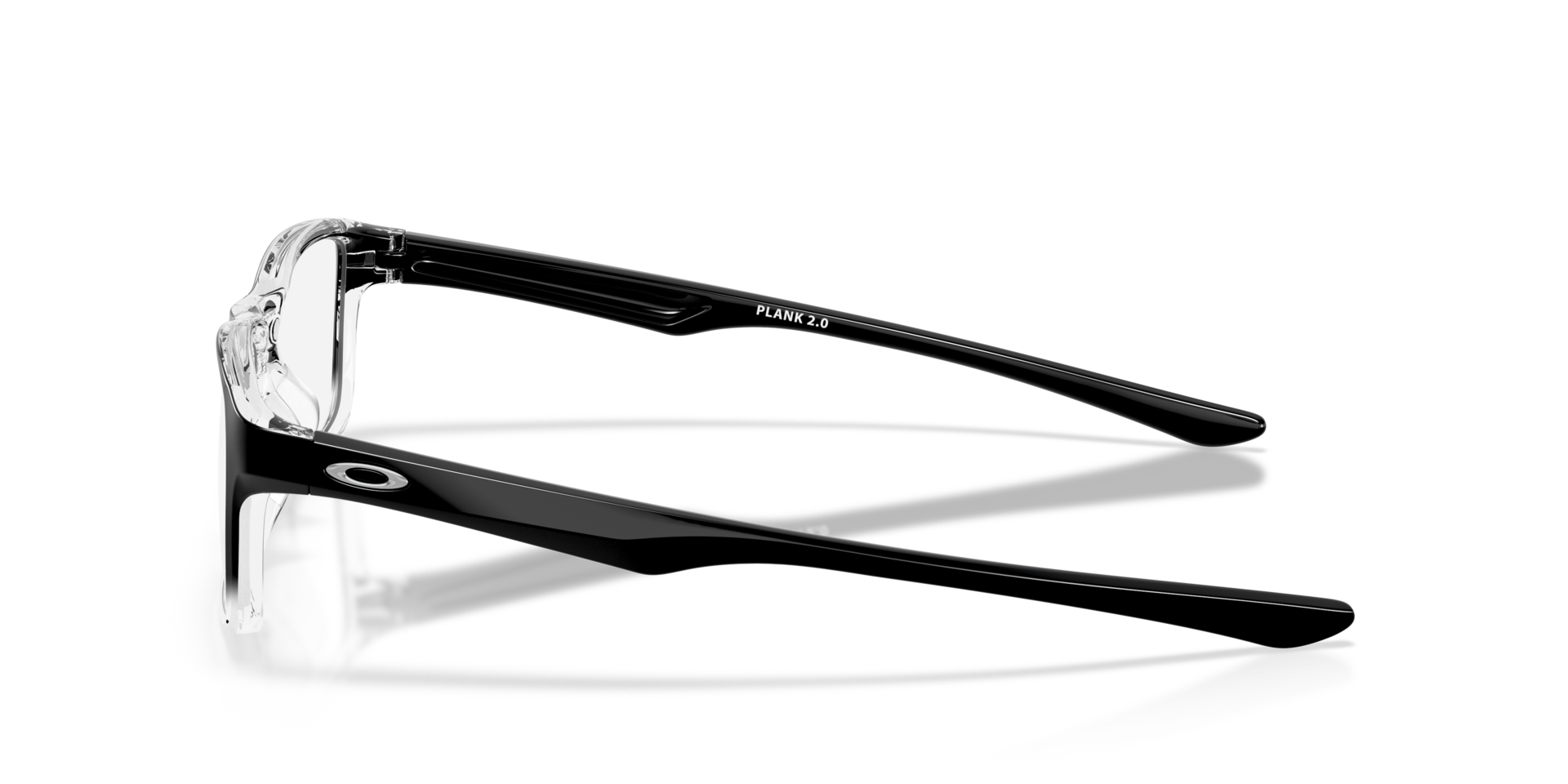 Plank 2.0 Polished Black Clear Fade PlasticEyeglass Frames for Glasses Direct, Side View