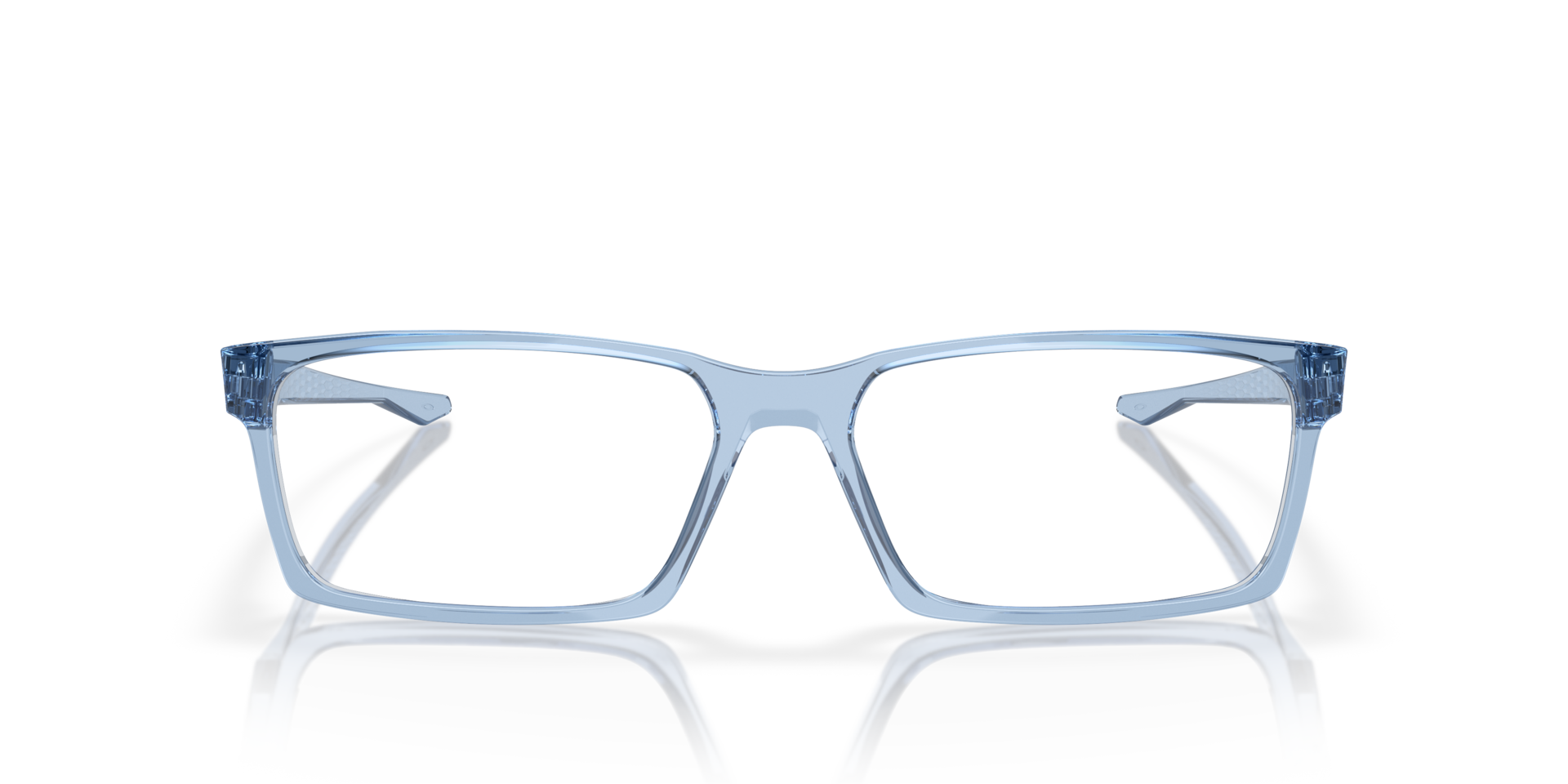 Overhead Transparent Blue PlasticEyeglass Frames for Glasses Direct, Front View