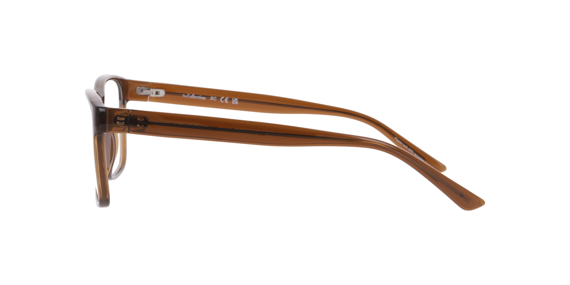 Noah Transparent Brown PlasticEyeglass Frames for Glasses Direct, Side View