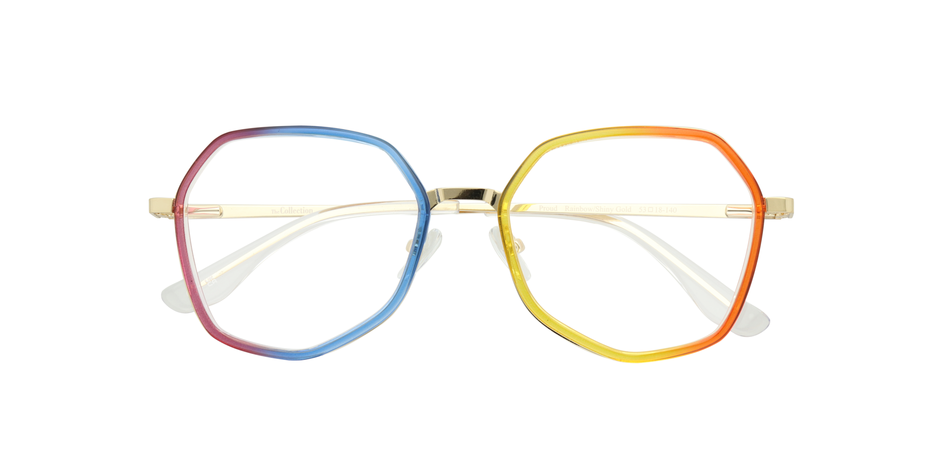 Proud Rainbow & Shiny Gold MetalSunglass Frames for Glasses Direct, Closed View