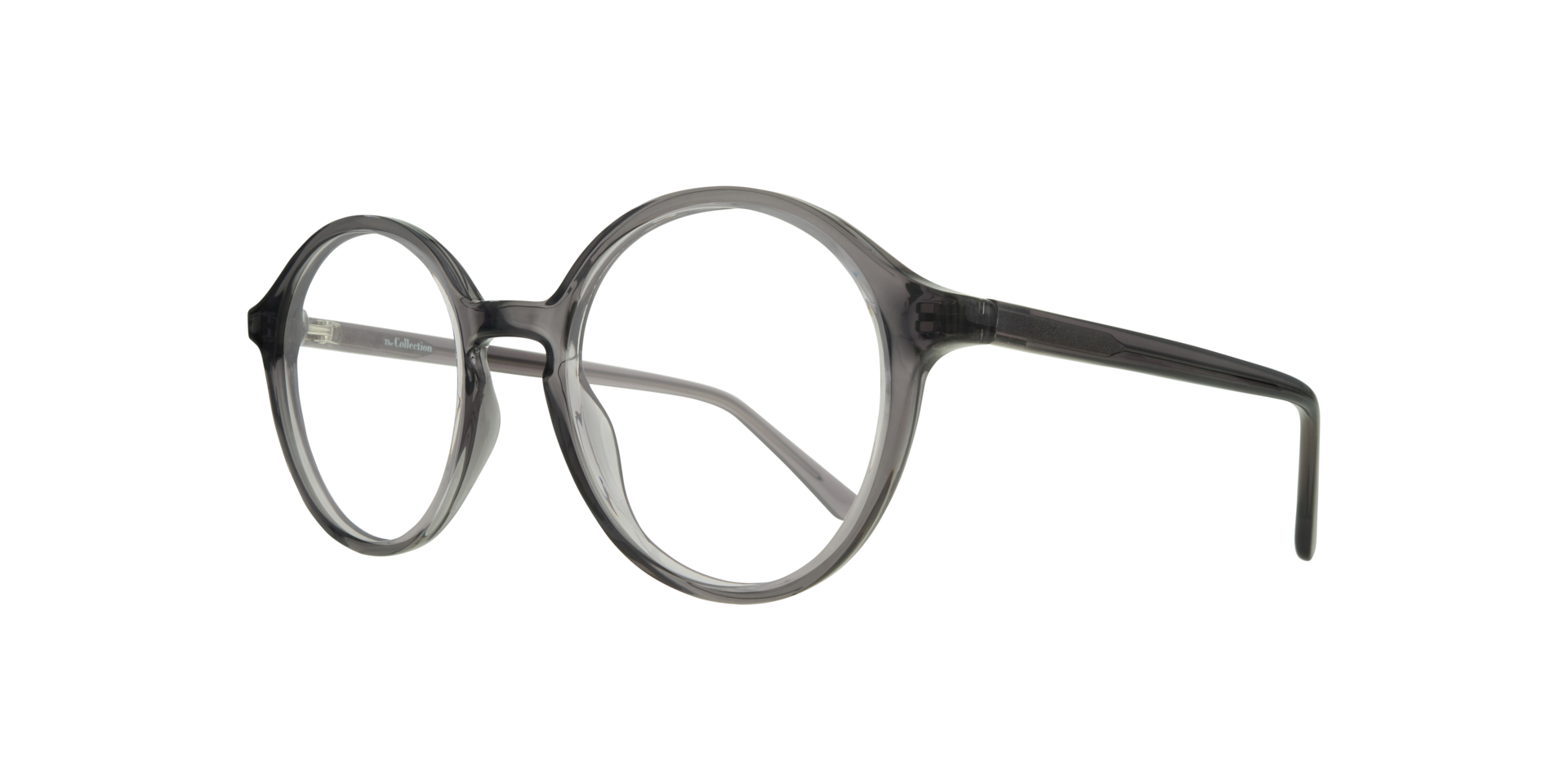 Kasia Crystal Grey PlasticEyeglass Frames for Glasses Direct, Angle View