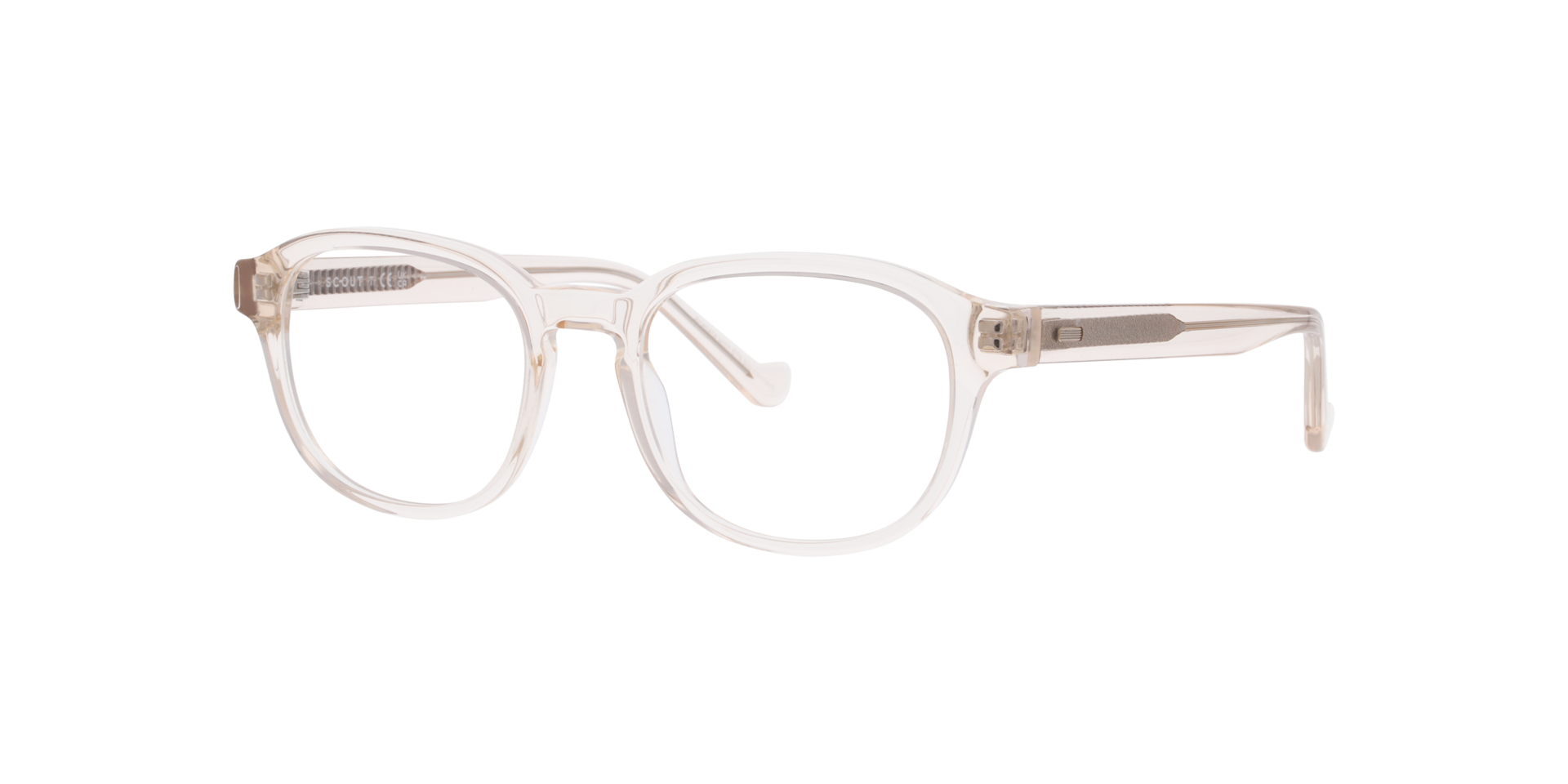 Miró Transparent Light Brown AcetateEyeglass Frames for Glasses Direct, Angle View
