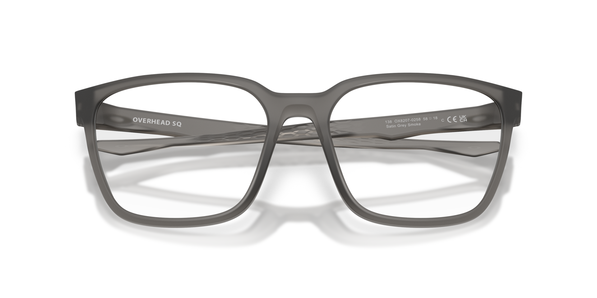 Overhead SQ Satin Grey Smoke PlasticEyeglass Frames for Glasses Direct, Closed View