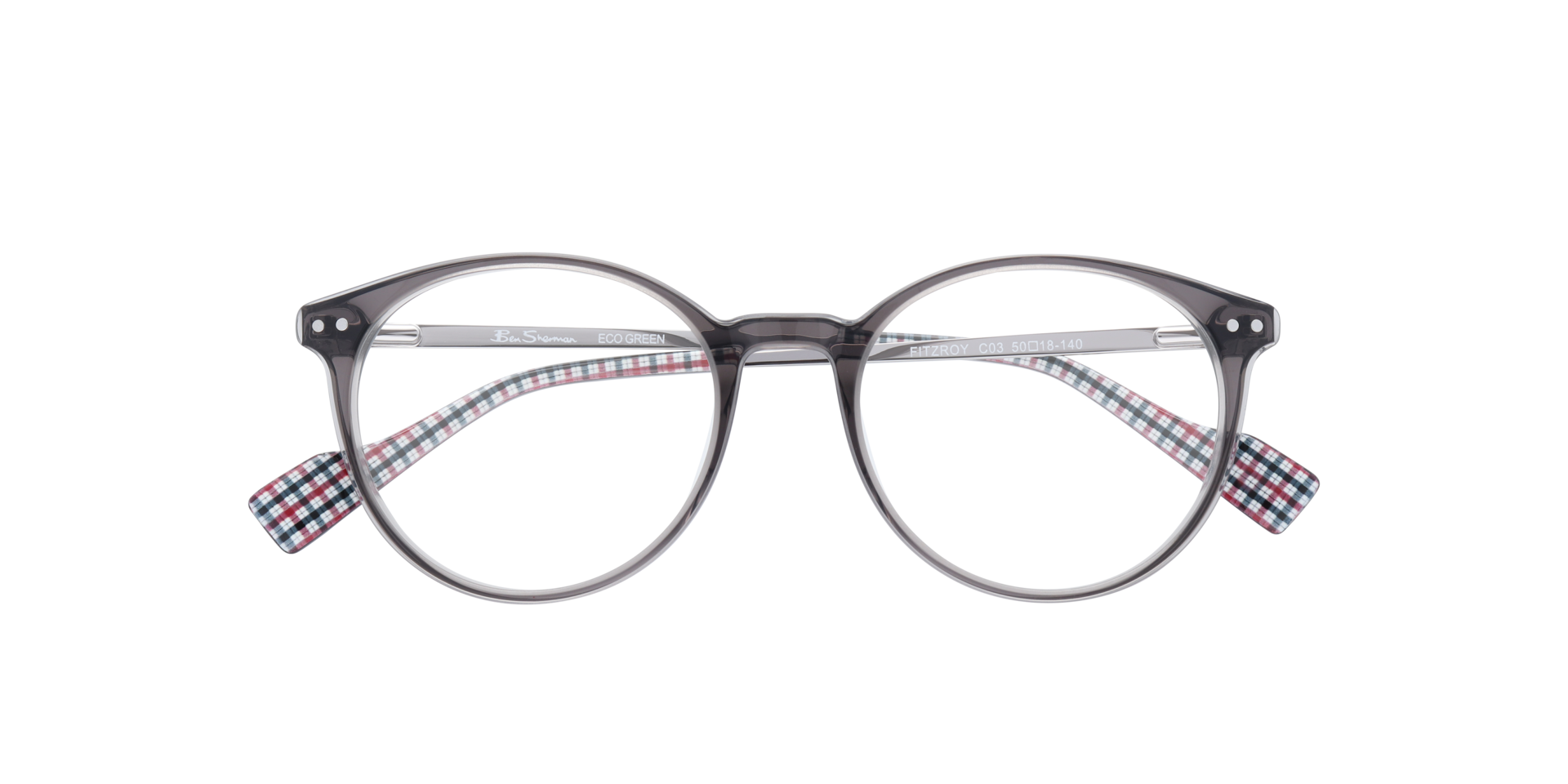 Fitzroy BN Grey MetalEyeglass Frames for Glasses Direct, Closed View