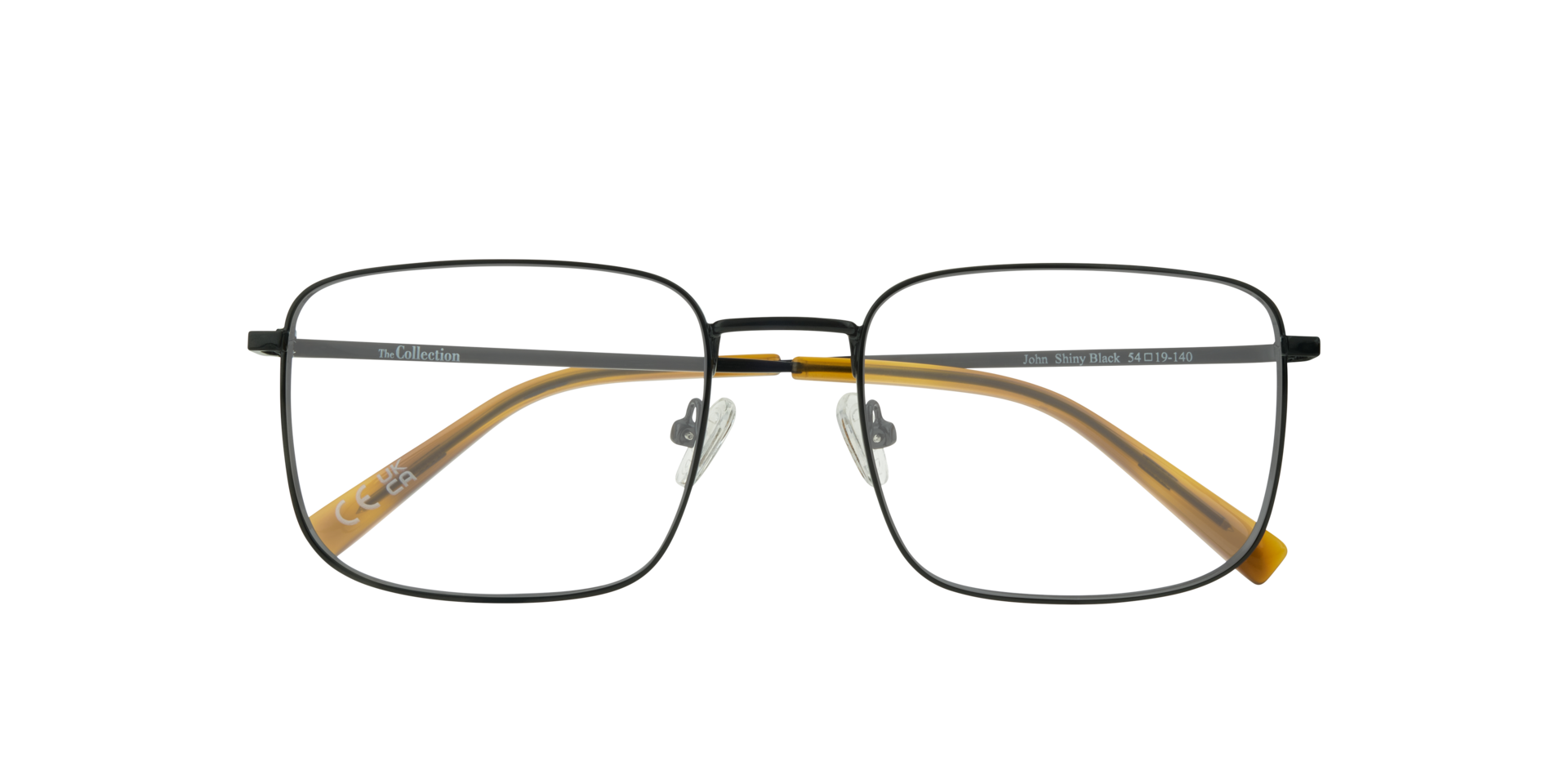 John Shiny Black MetalEyeglass Frames for Glasses Direct, Closed View