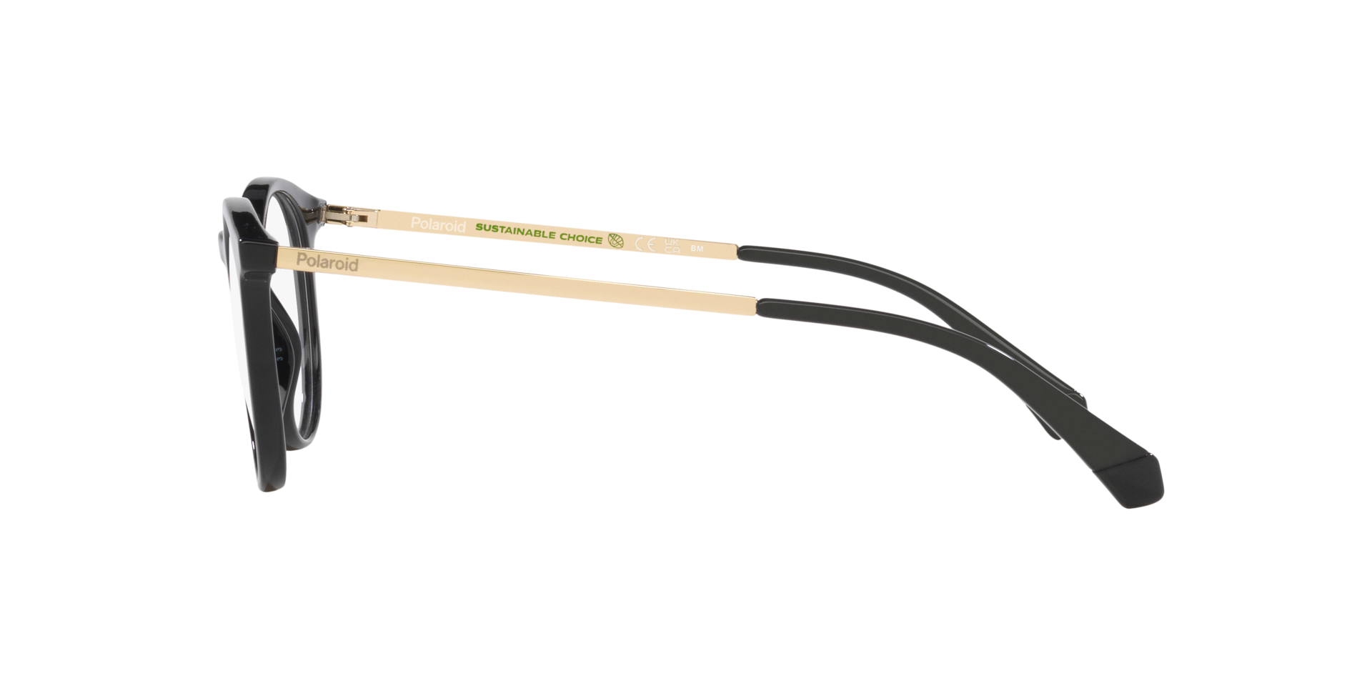 PLD D496 Black Gold PlasticEyeglass Frames for Glasses Direct, Side View