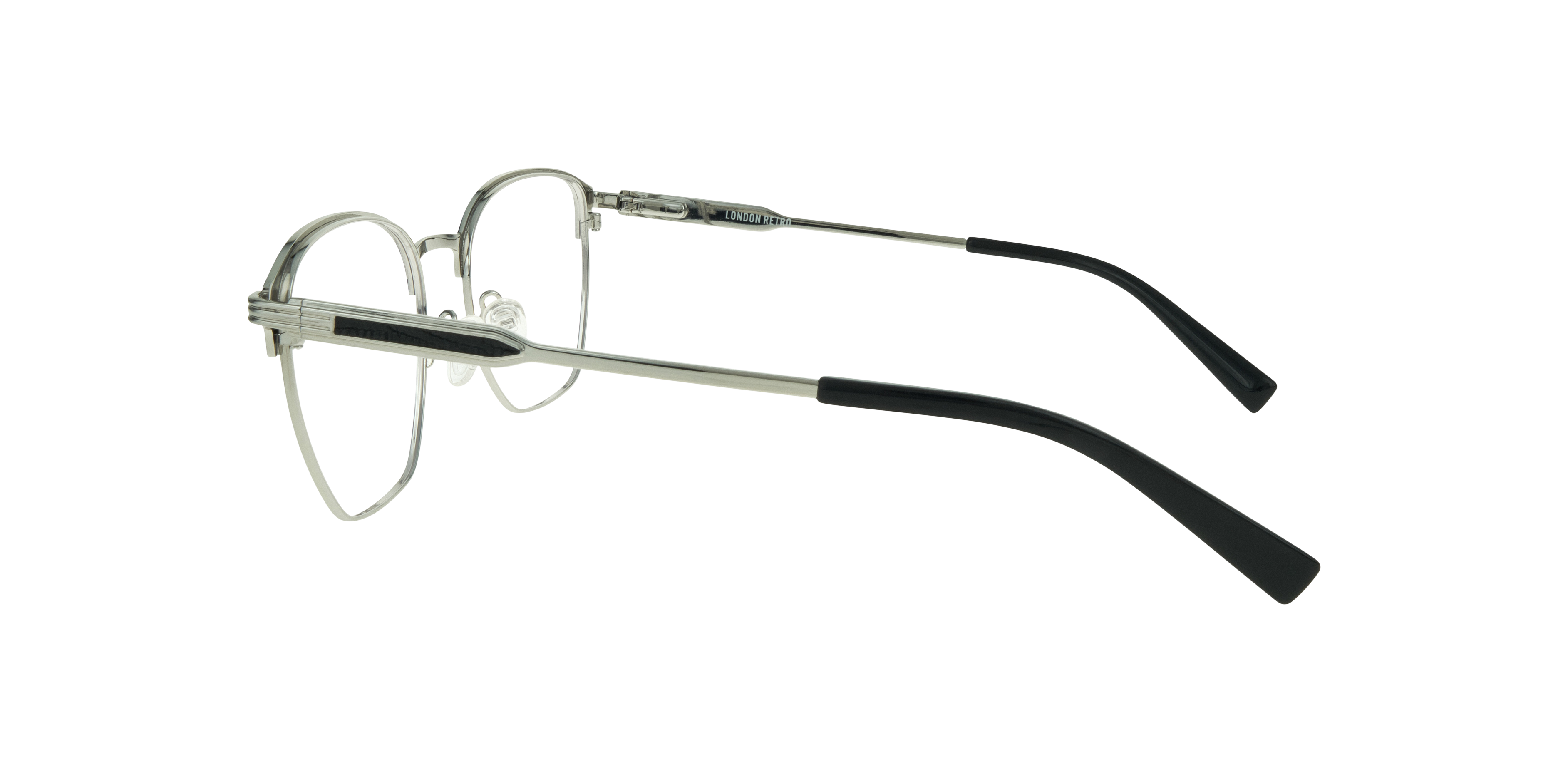 Keith Matte Black & Shiny Silver MetalEyeglass Frames for Glasses Direct, Side View