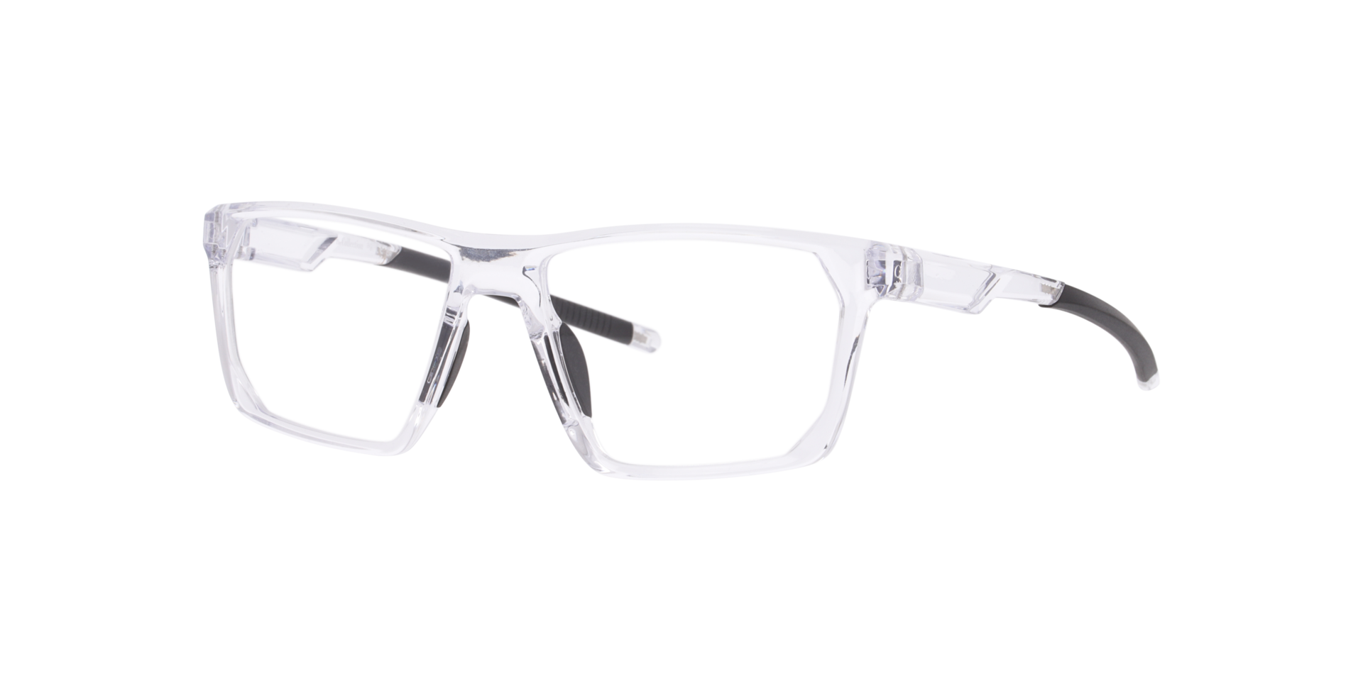 Nicolas Black & Transparent Clear PlasticSunglass Frames for Glasses Direct, Angle View