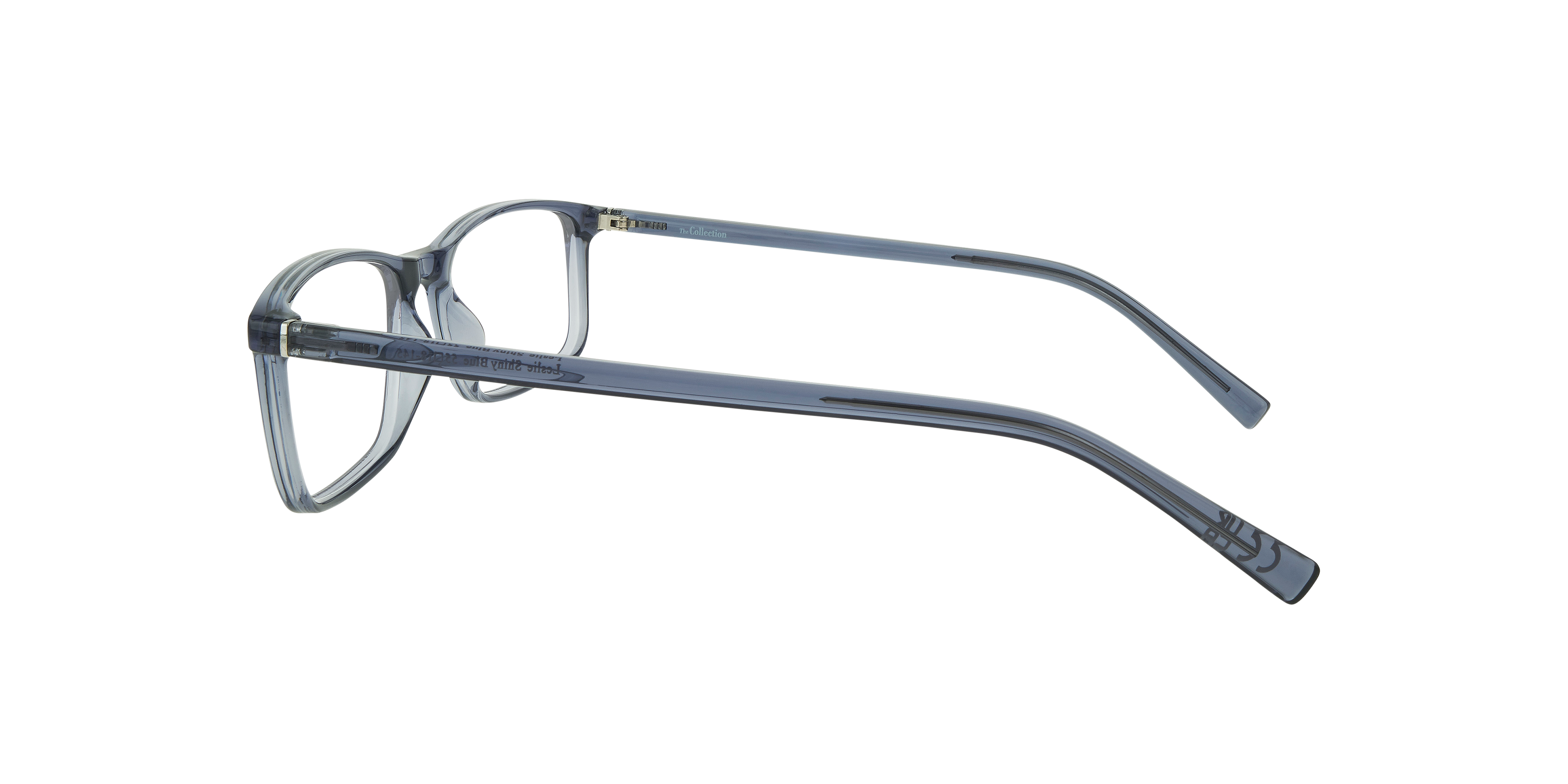 Leslie Shiny Blue PlasticEyeglass Frames for Glasses Direct, Side View