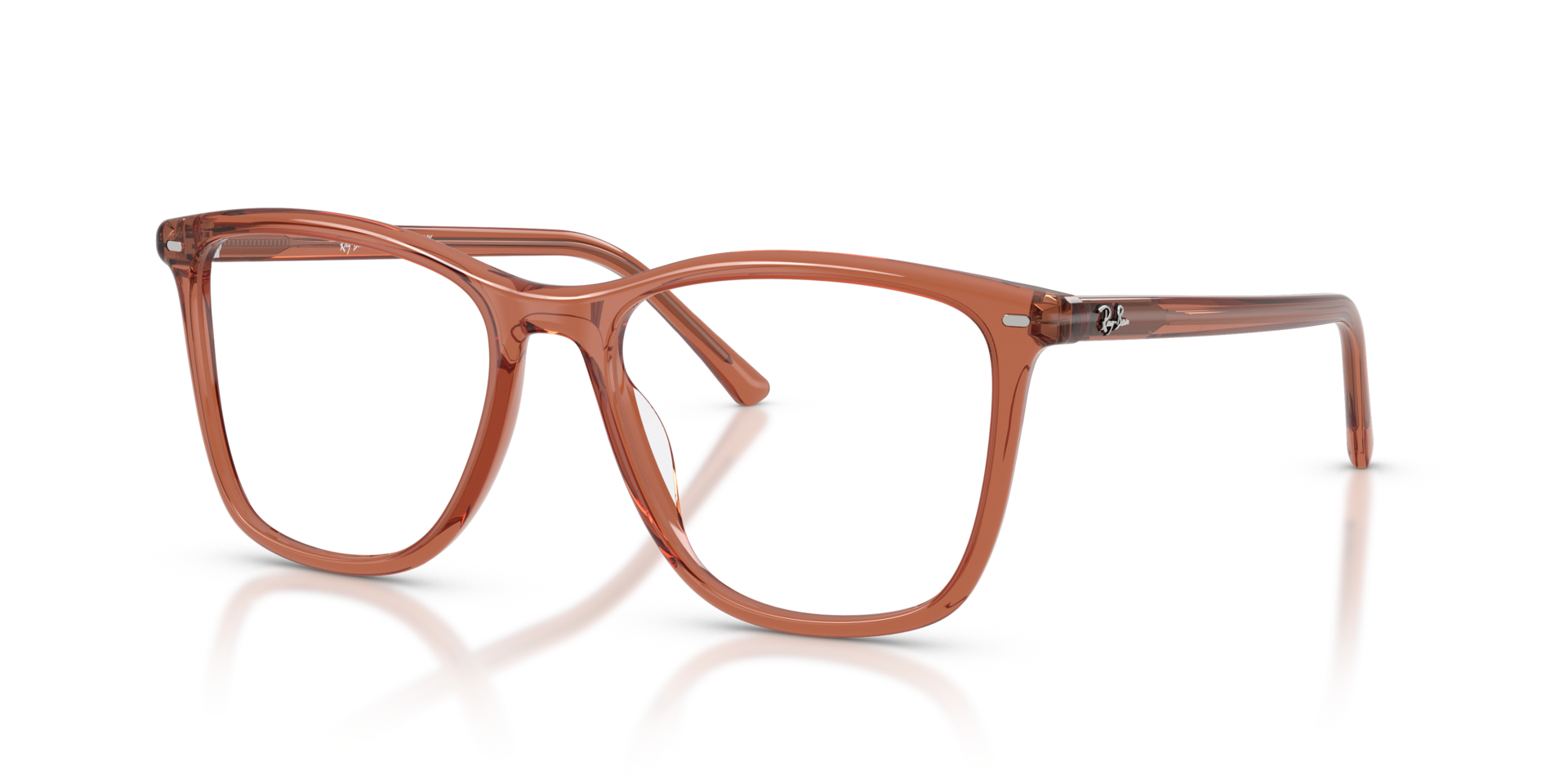 RB5455 Optics Transparent Brown AcetateEyeglass Frames for Glasses Direct, Angle View