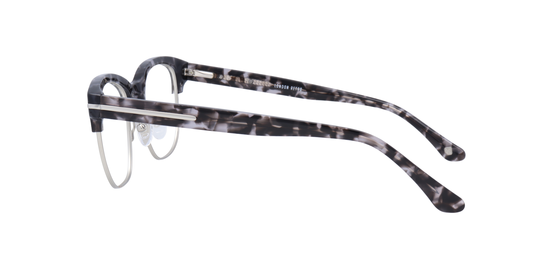 Greenford Grey Havana MetalEyeglass Frames for Glasses Direct, Side View
