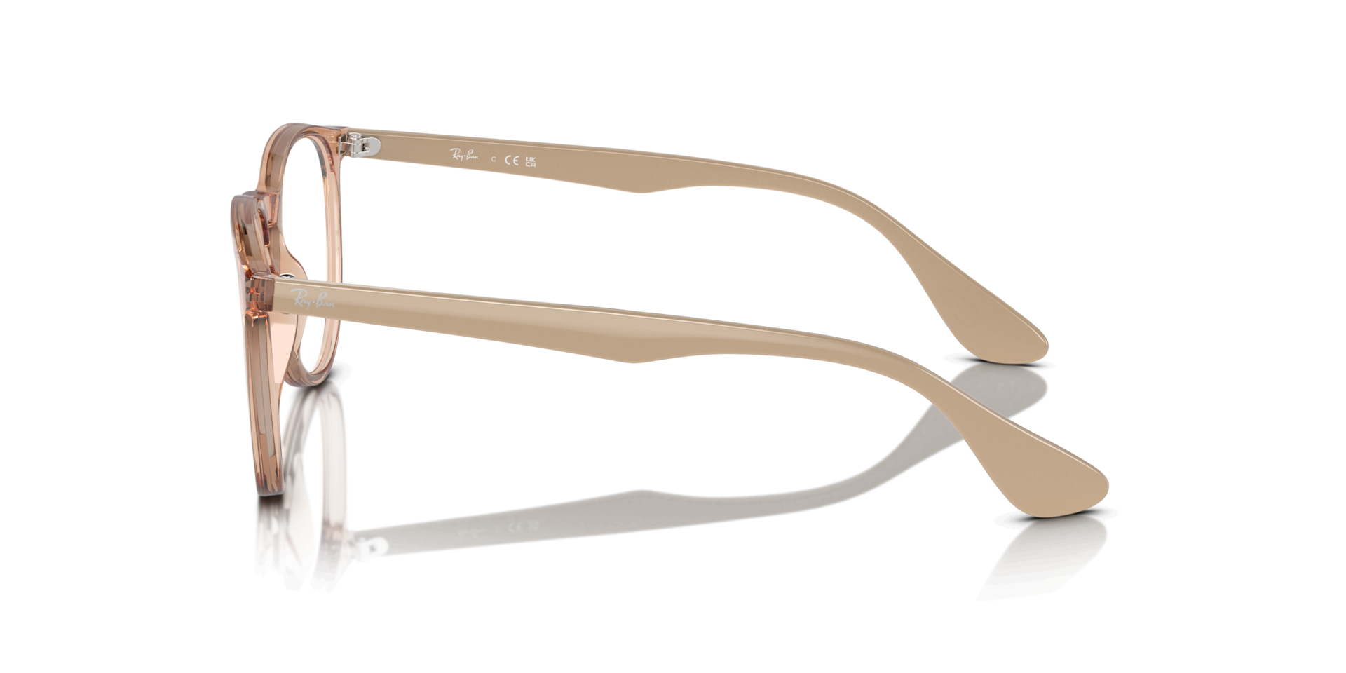 Erika Optics Transparent Brown PlasticEyeglass Frames for Glasses Direct, Side View