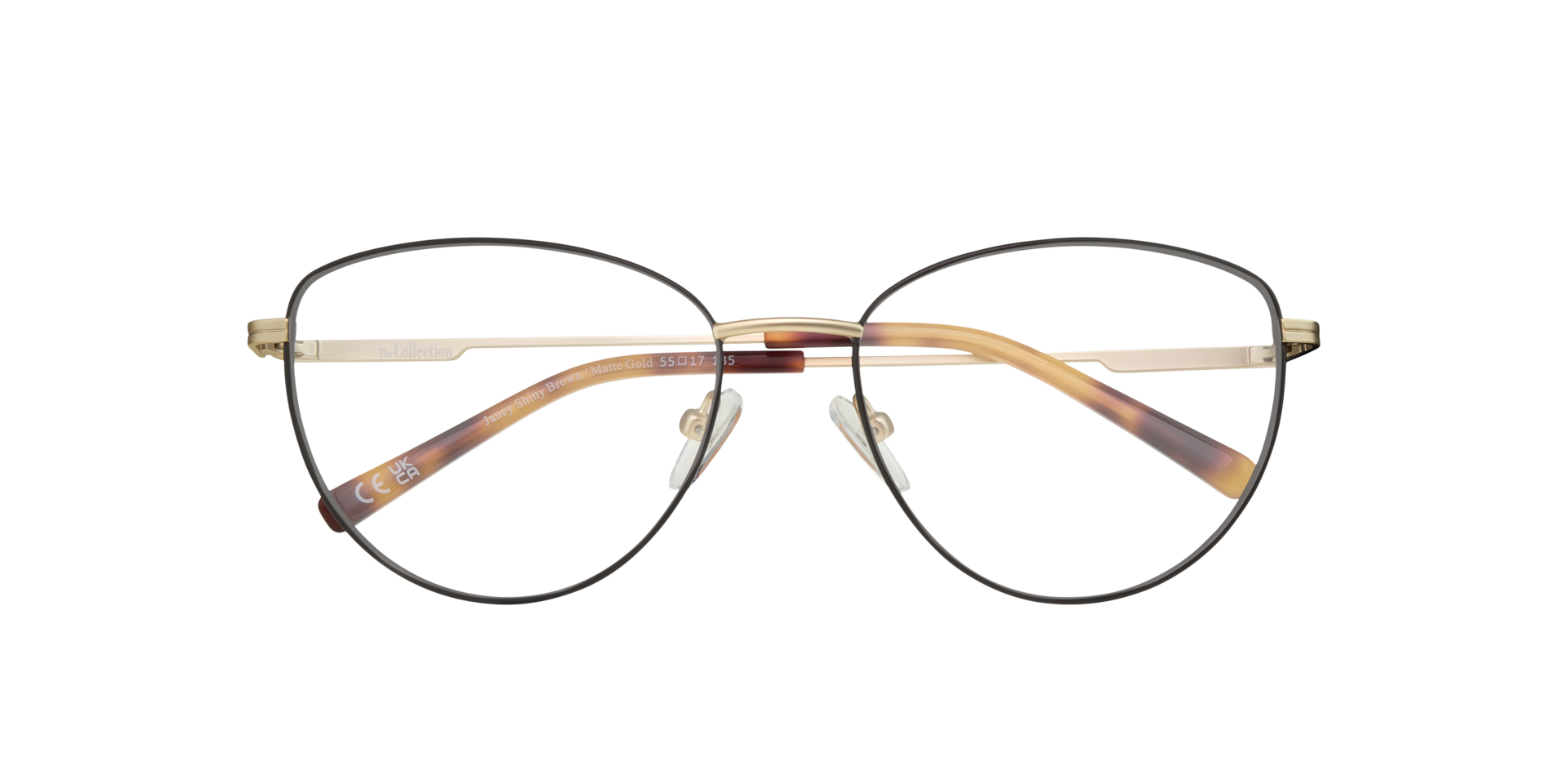 Janey Shiny Brown & Matte Gold MetalEyeglass Frames for Glasses Direct, Closed View