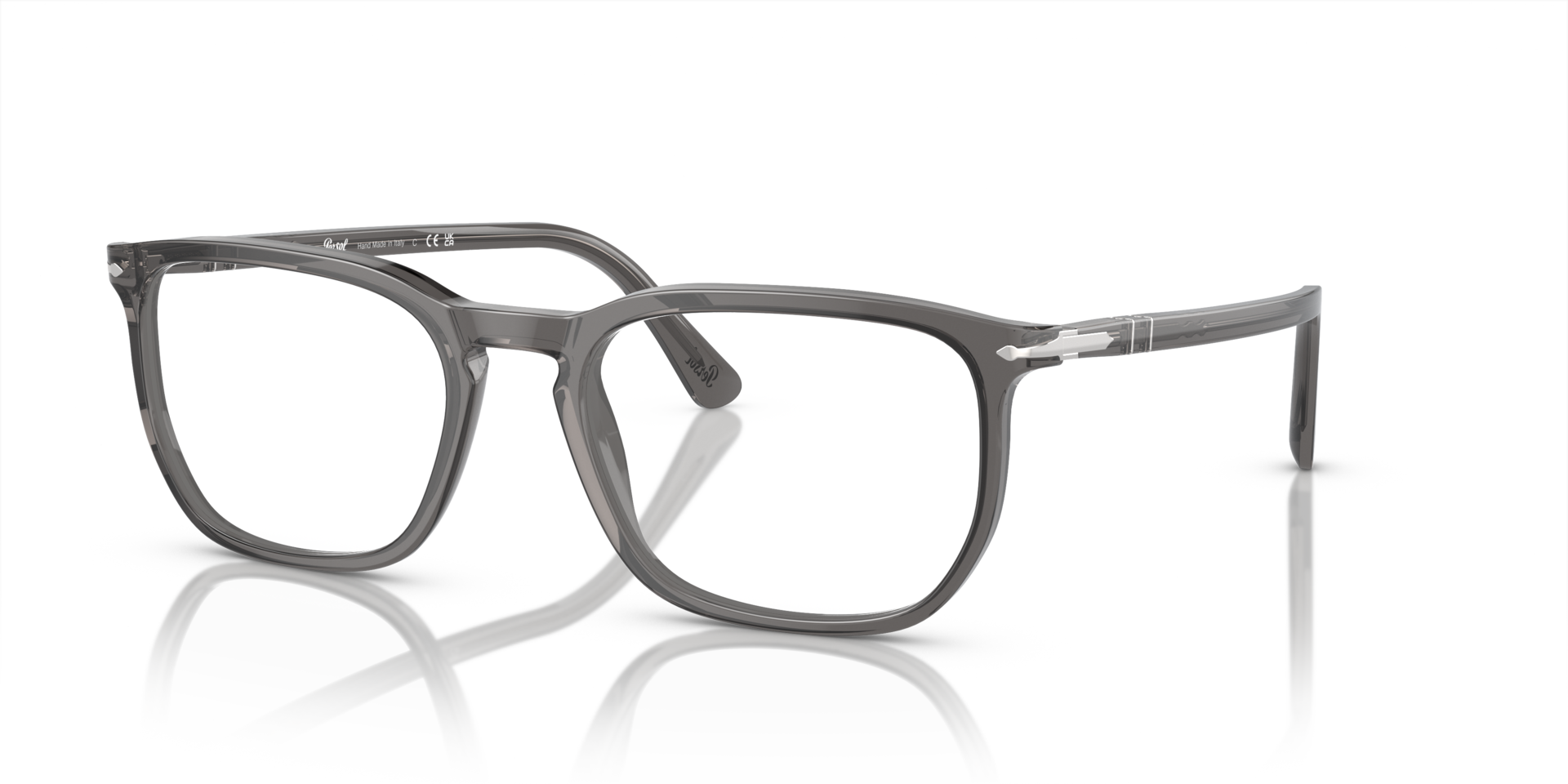 PO3339V Transparent Grey AcetateEyeglass Frames for Glasses Direct, Angle View