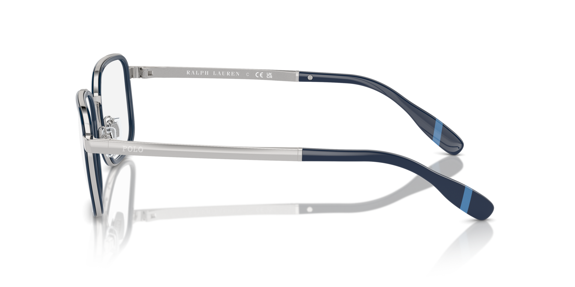 PH1225 Navy Blue & Silver MetalEyeglass Frames for Glasses Direct, Side View