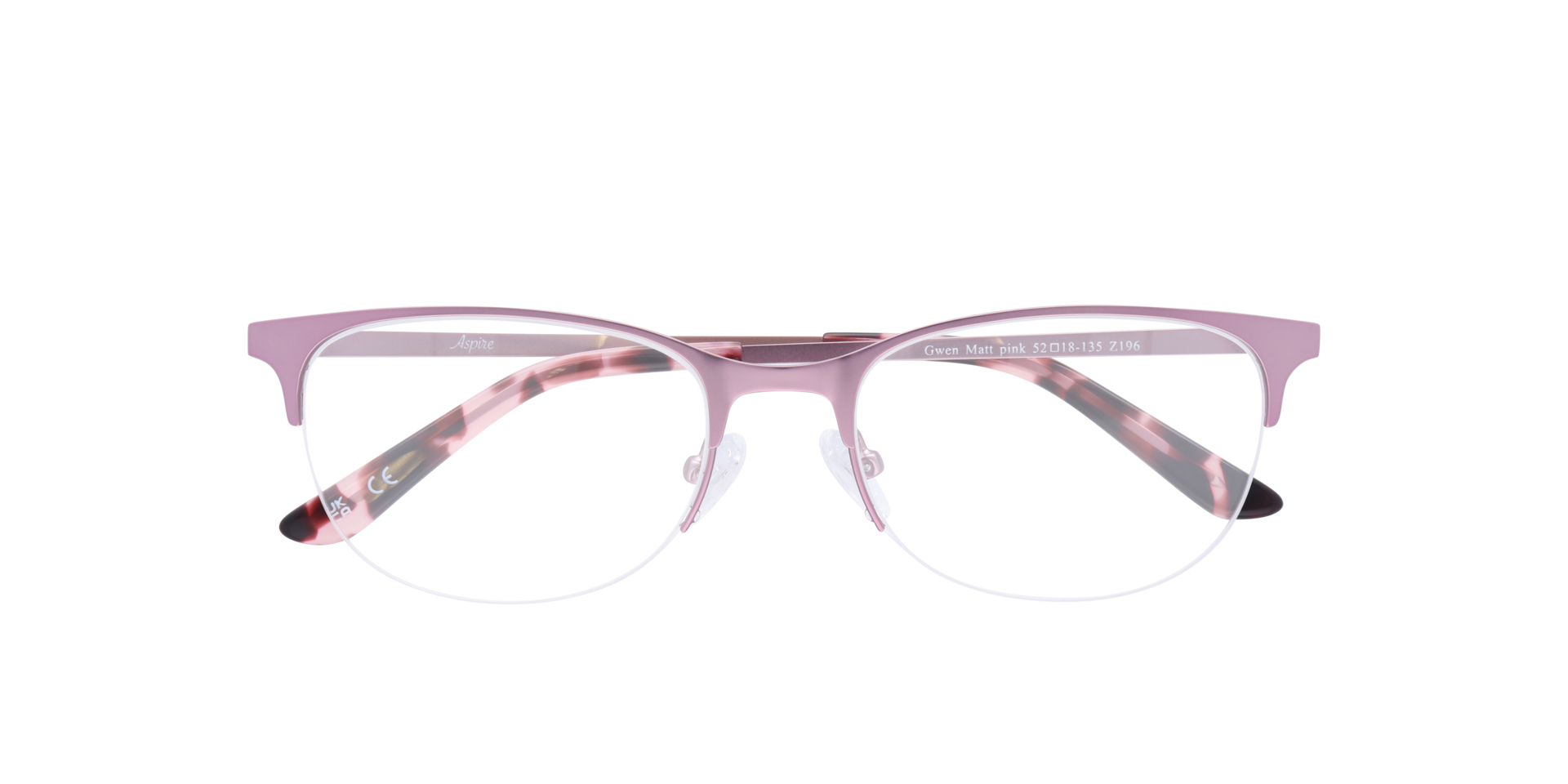 Gwen Matte Pink MetalEyeglass Frames for Glasses Direct, Closed View
