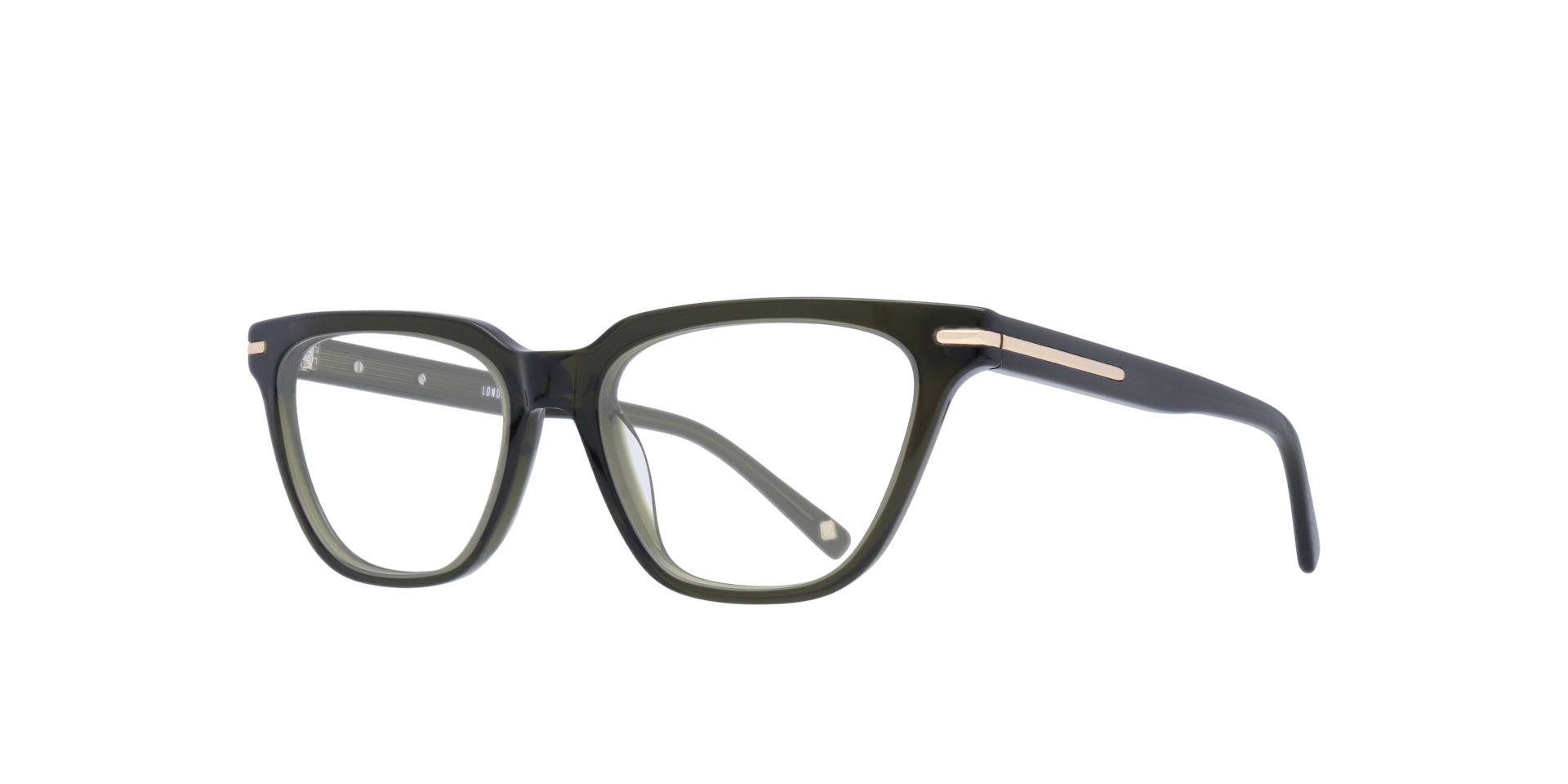 Gunnersbury Crystal Khaki AcetateEyeglass Frames for Glasses Direct, Angle View