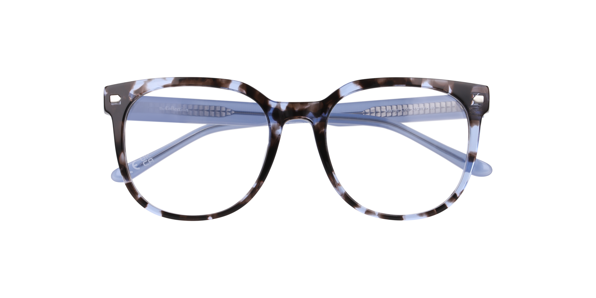 Merlyn Havana Blue AcetateEyeglass Frames for Glasses Direct, Closed View