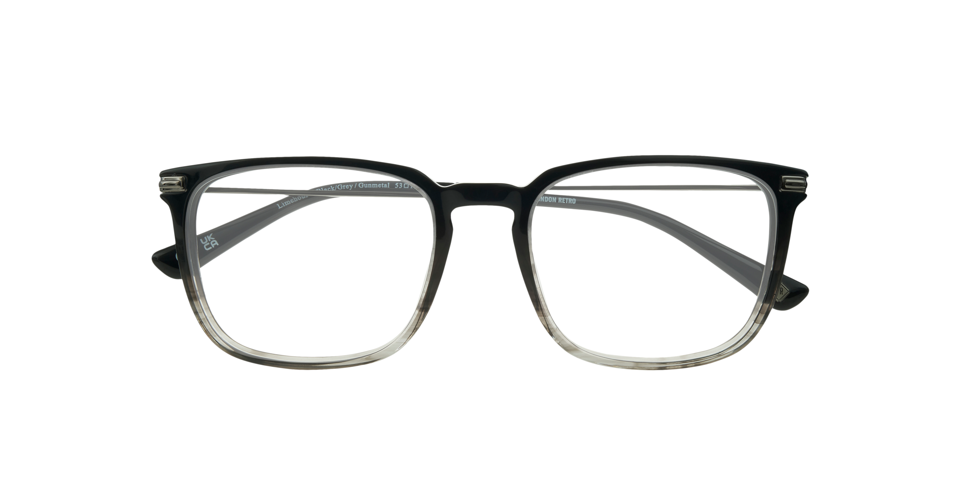 Limehouse Black & Grey & Gunmetal AcetateEyeglass Frames for Glasses Direct, Closed View