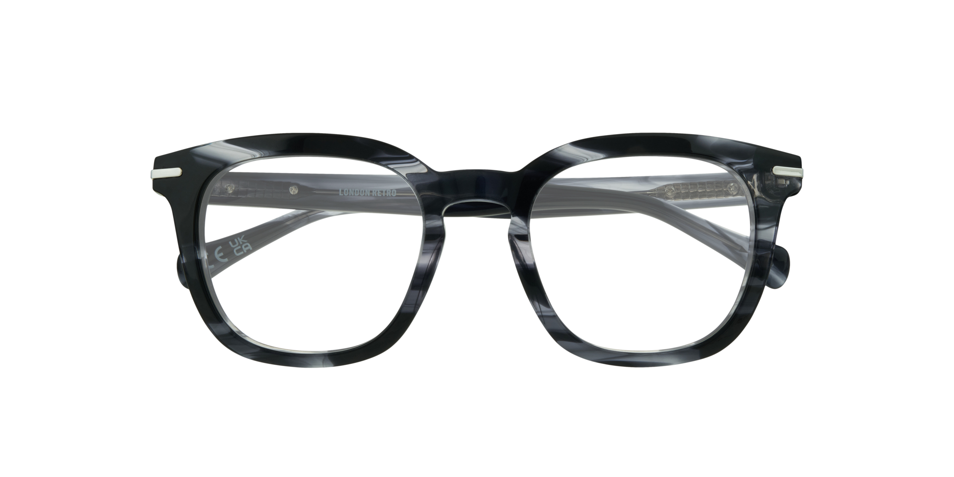 Kew Horn Blue Grey AcetateEyeglass Frames for Glasses Direct, Closed View