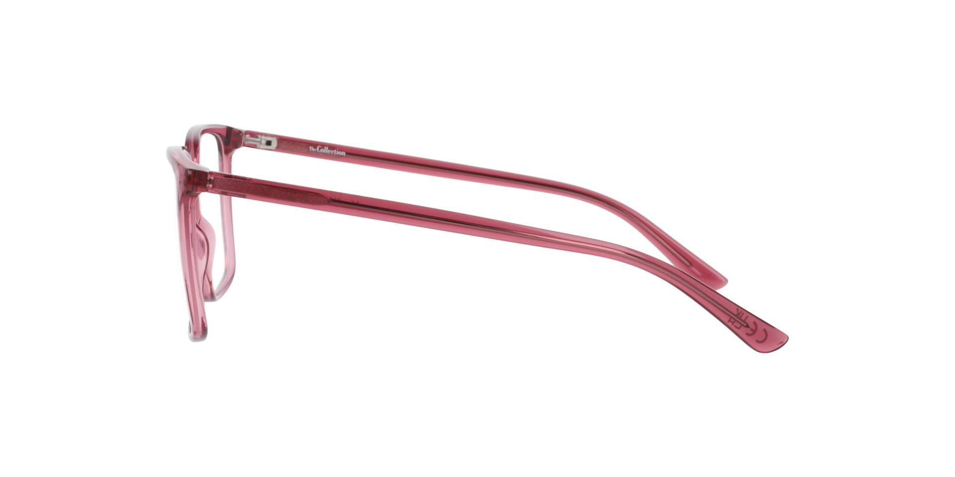 Mia Crystal Pink PlasticEyeglass Frames for Glasses Direct, Side View