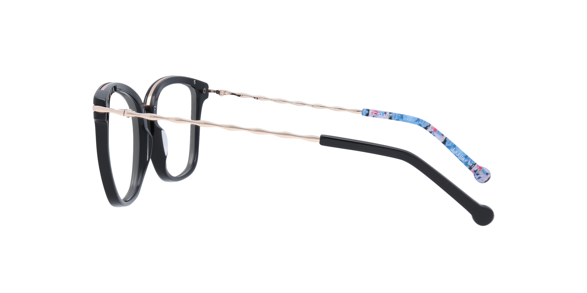 Giunone Black AcetateEyeglass Frames for Glasses Direct, Side View